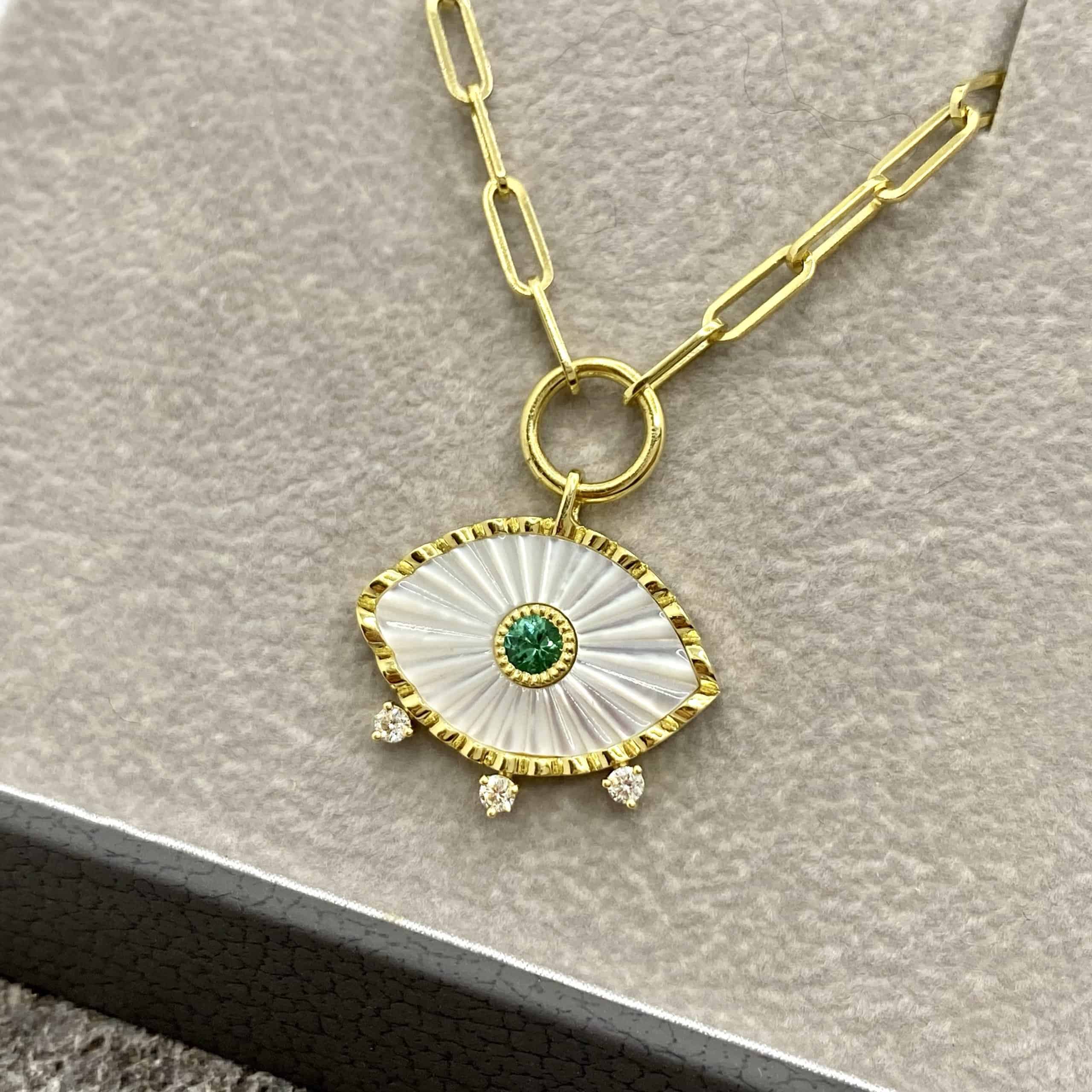 Paper clip chain necklace with an Eye pendant — Melina Fachidis (3)