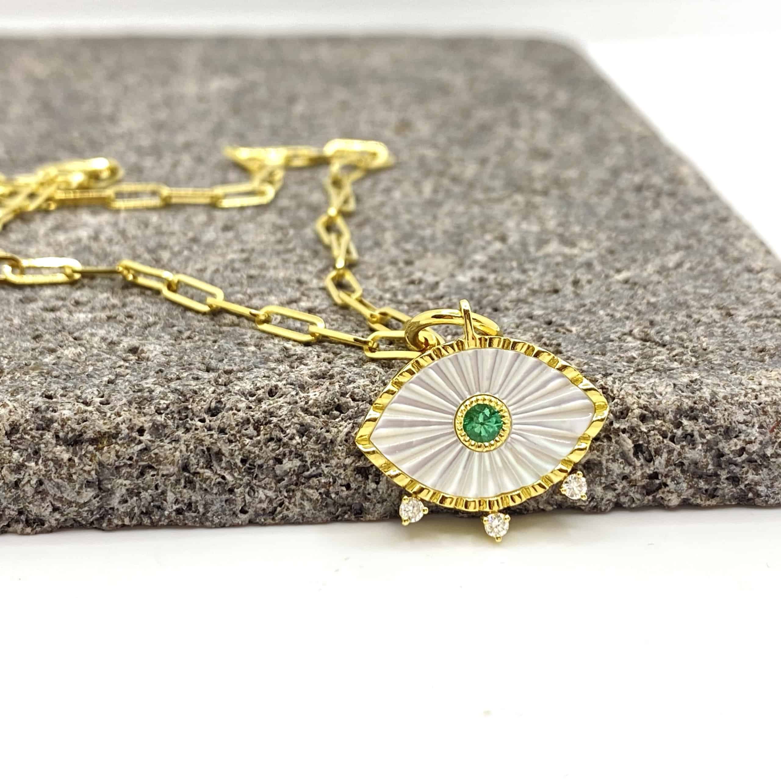 Paper clip chain necklace with an Eye pendant — Melina Fachidis (4)