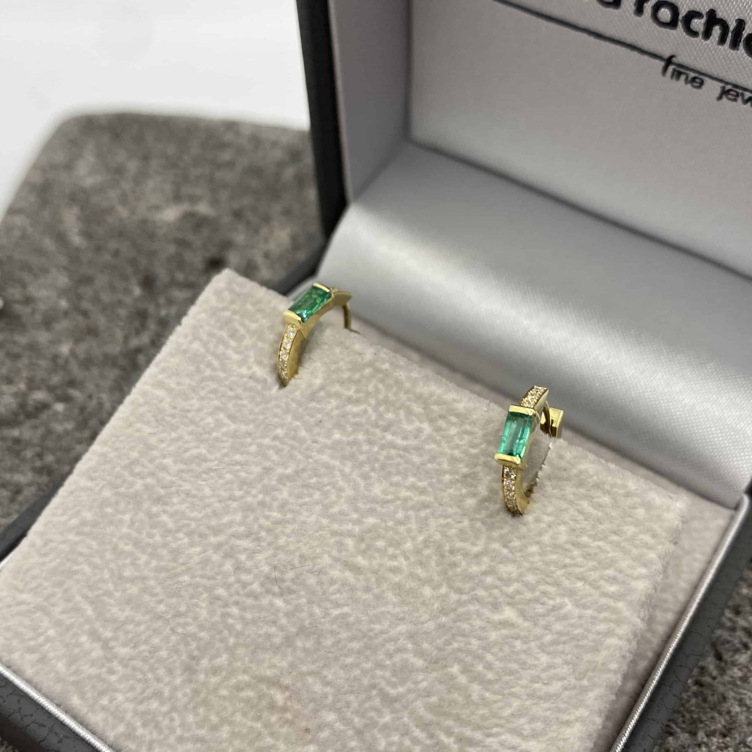Emerald baguette diamond Huggies — Melina Fachidis (4)