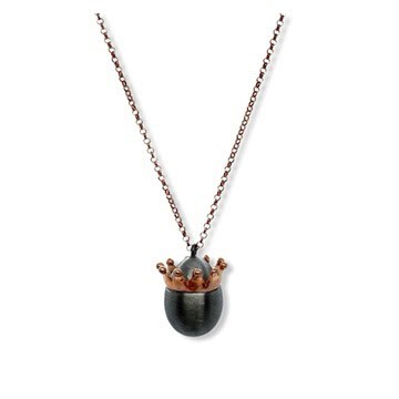 Rose gold plated crown egg shape chain pendant — Melina Fachidis