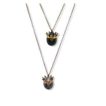Yellow gold crown egg shape chain pendant — Melina Fachidis (2)