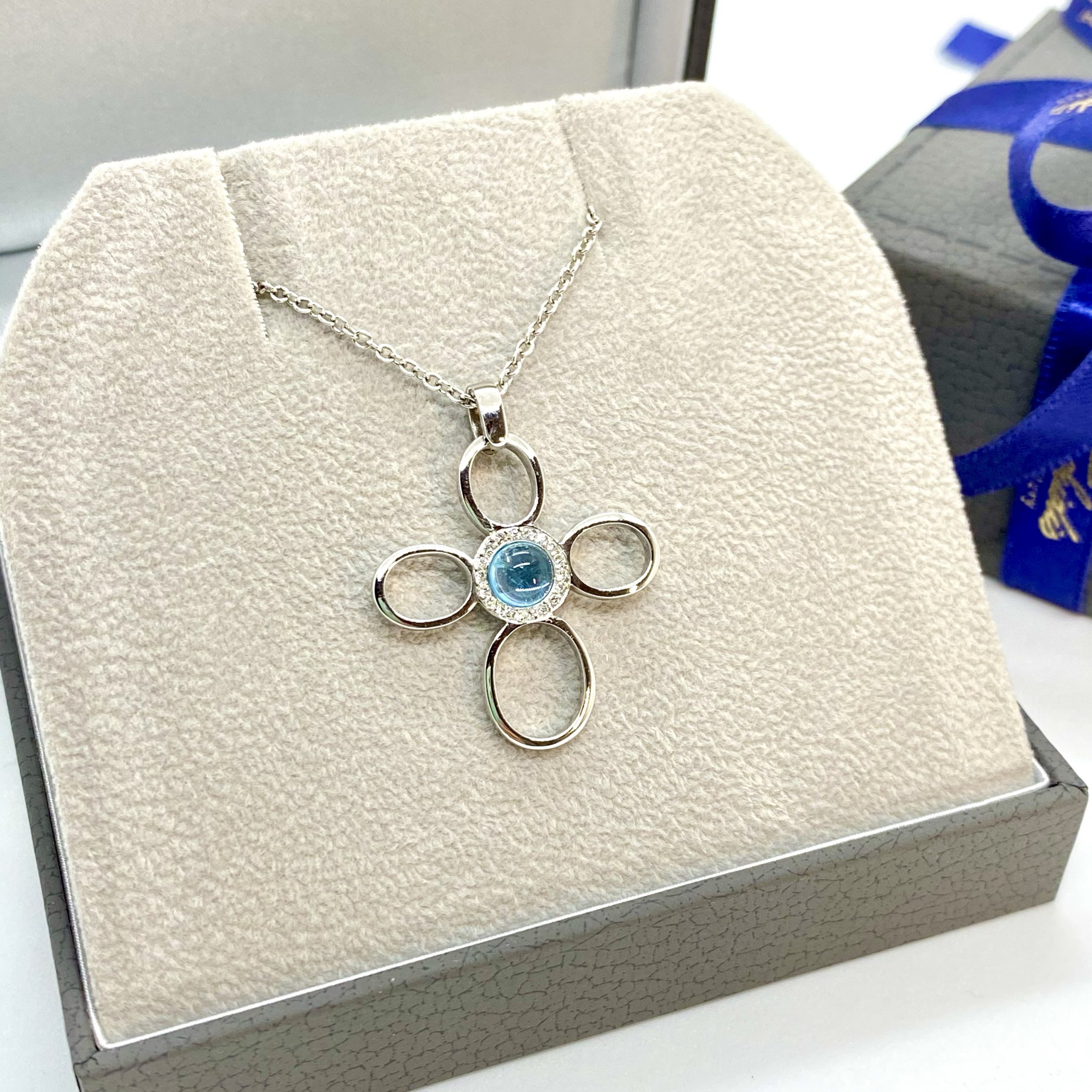 Aqua and diamond cross pendant — Melina Fachidis (5)