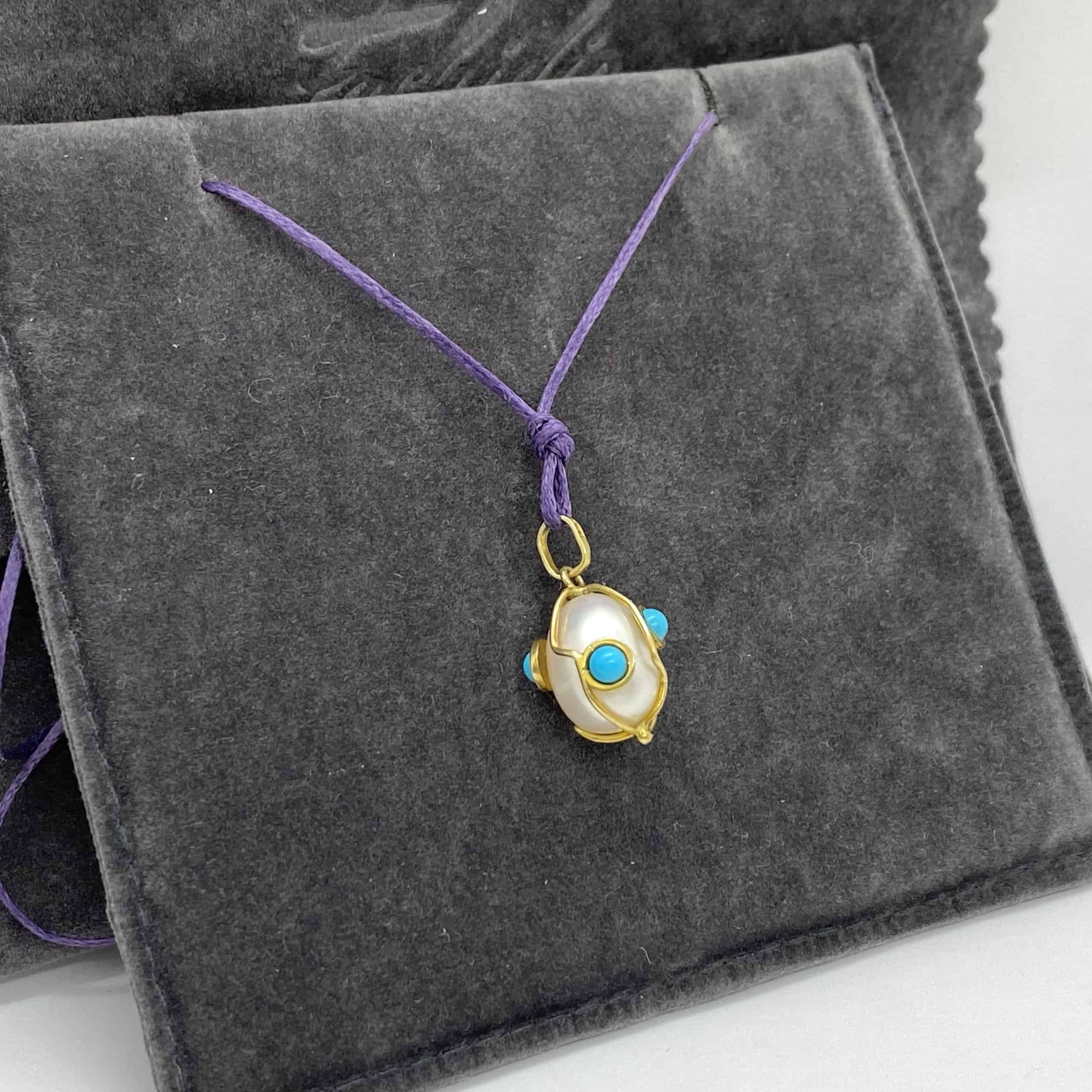 Pearl egg turquoise charm — Melina Fachidis (3)