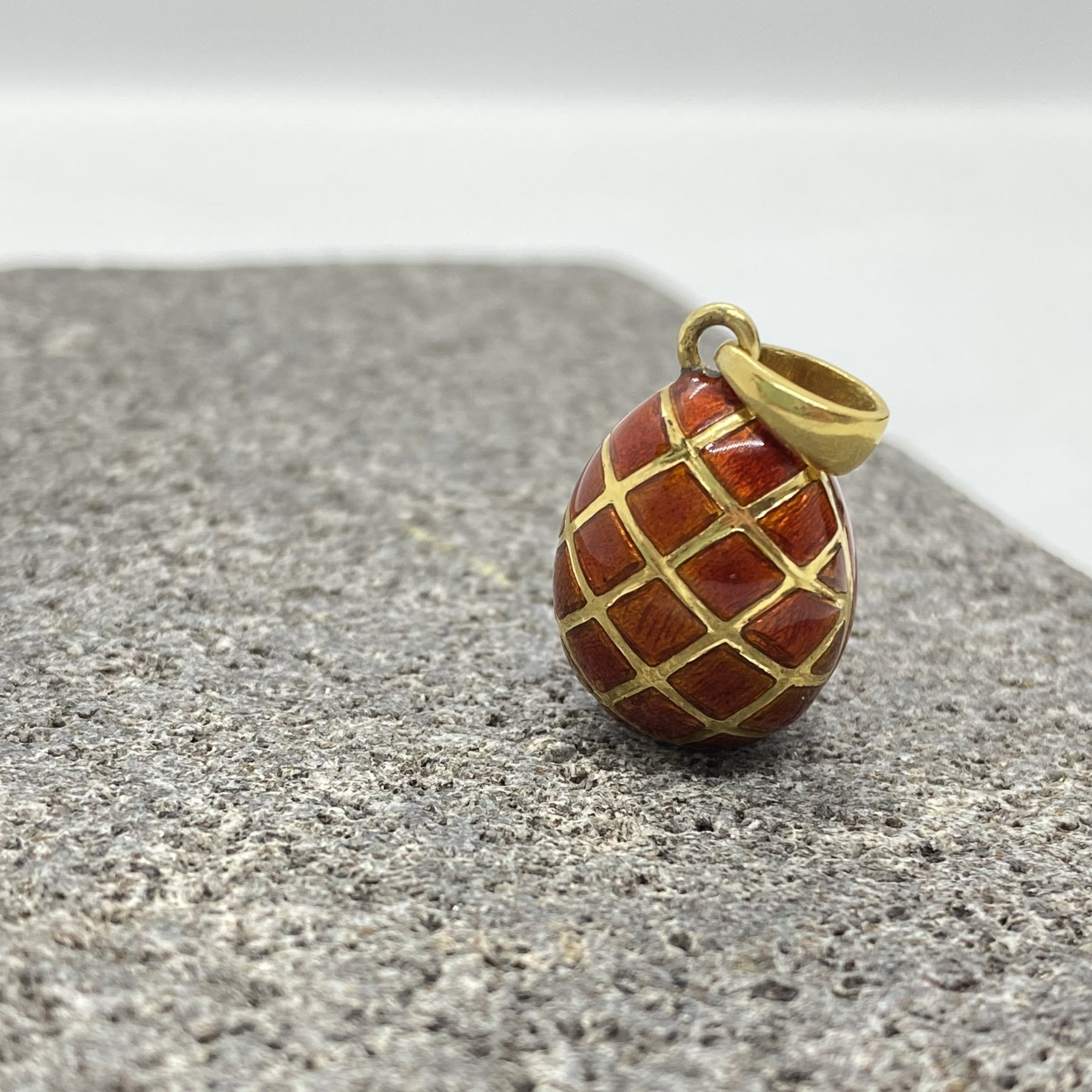 Orange enameled gold egg pendant — Melina Fachidis (3)
