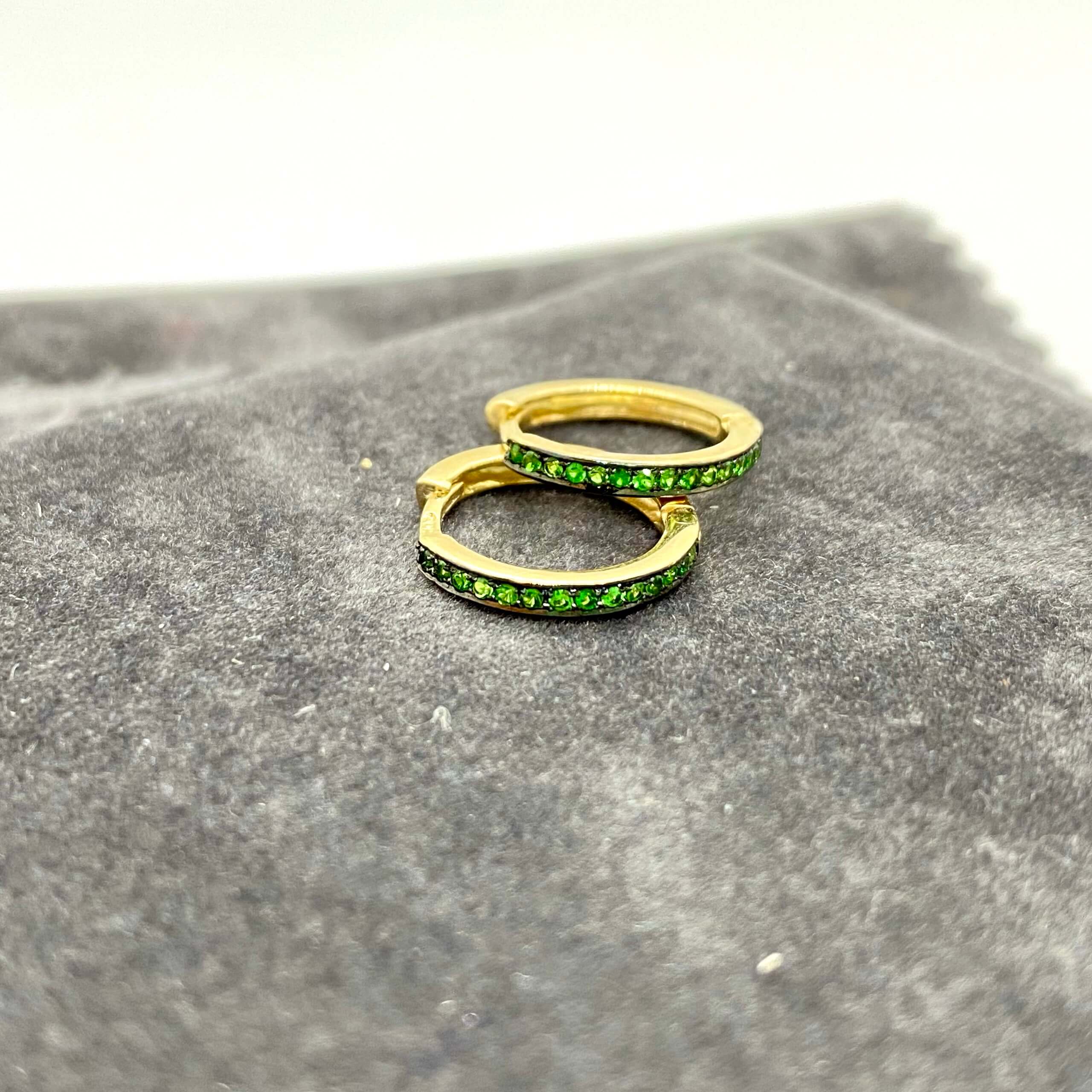 Vivid green tsavorite hoop earrings — Melina Fachidis (2)