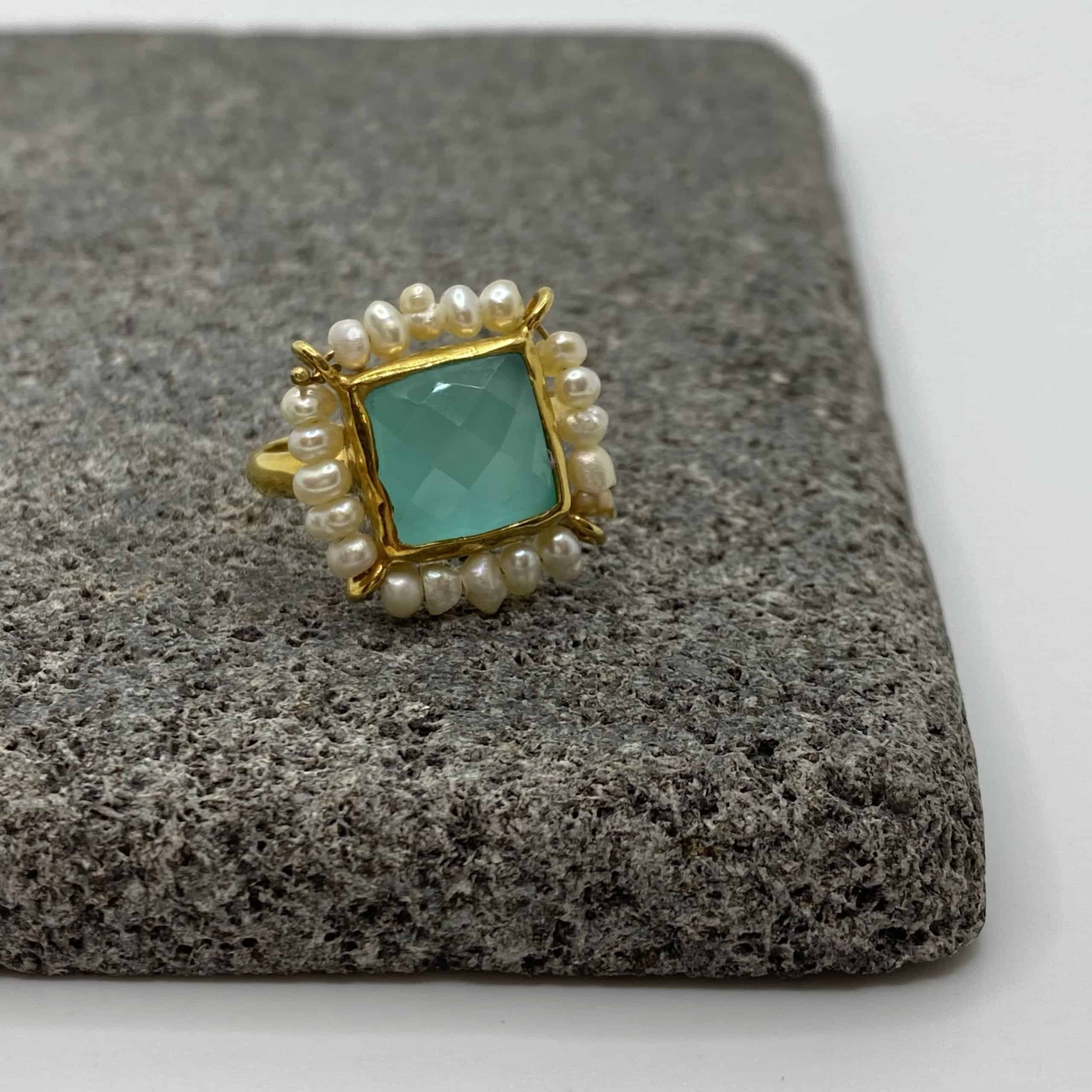 Chalcedony quartz-pearl ring — Melina Fachidis (5)