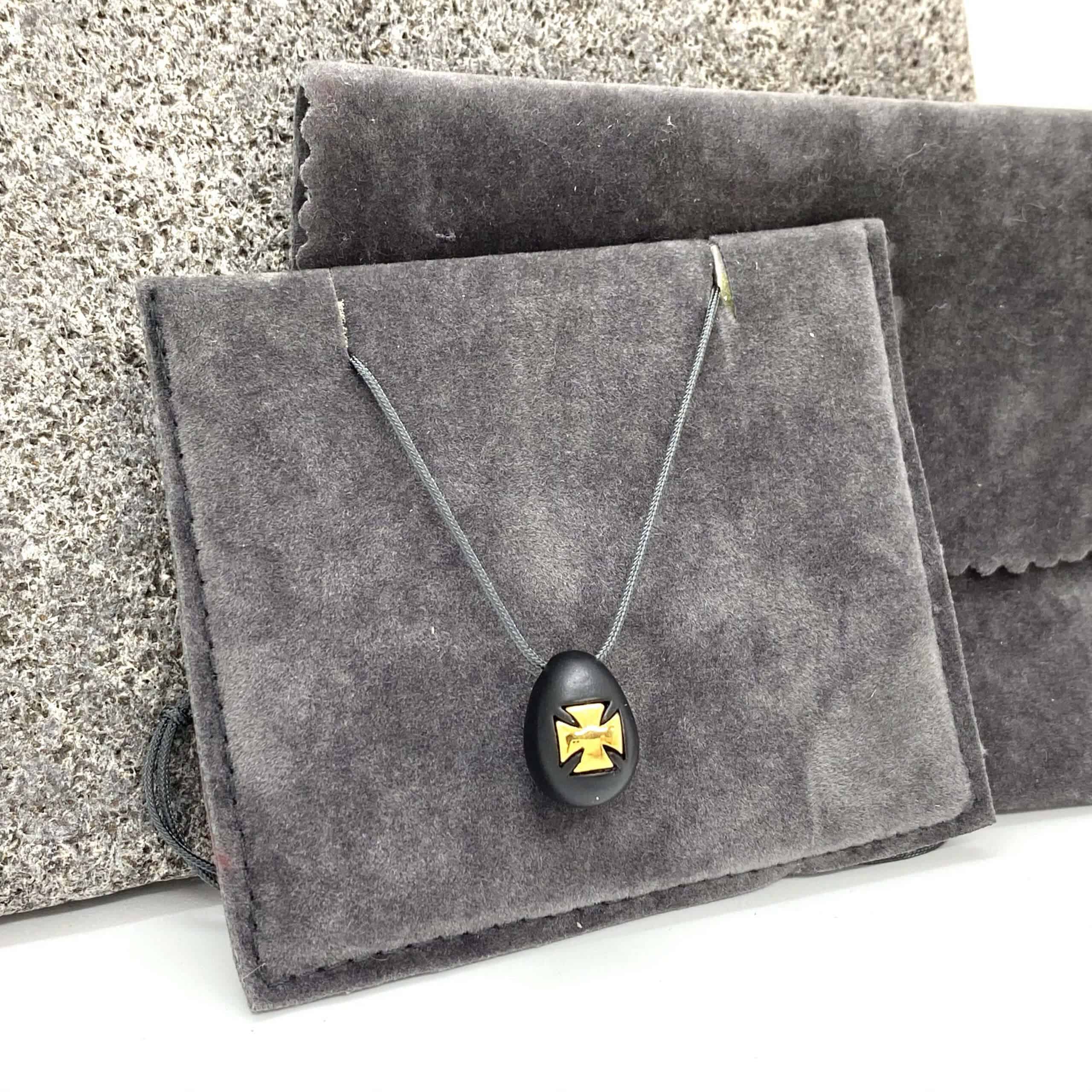 Black egg shaped cross pendant — Melina Fachidis (5)
