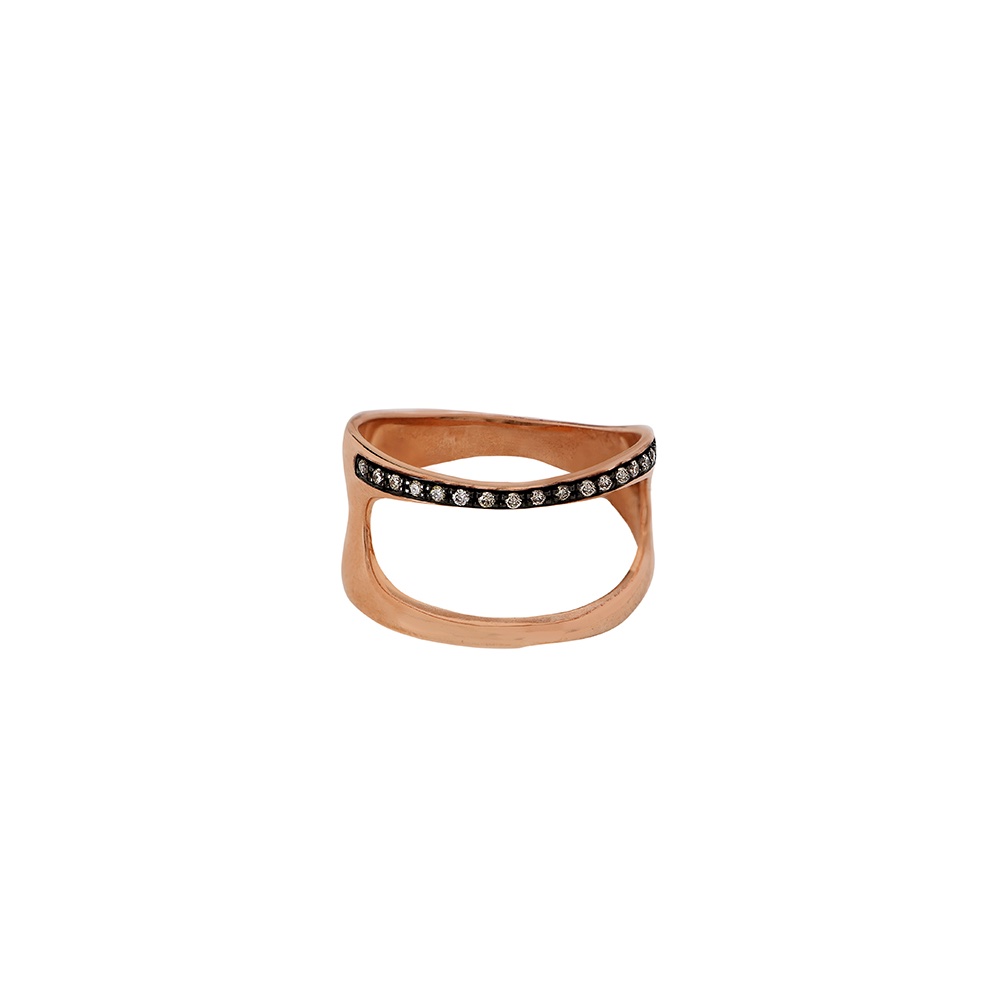 Rose gold chevalier ring with brown diamonds — Melina Fachidis (2)