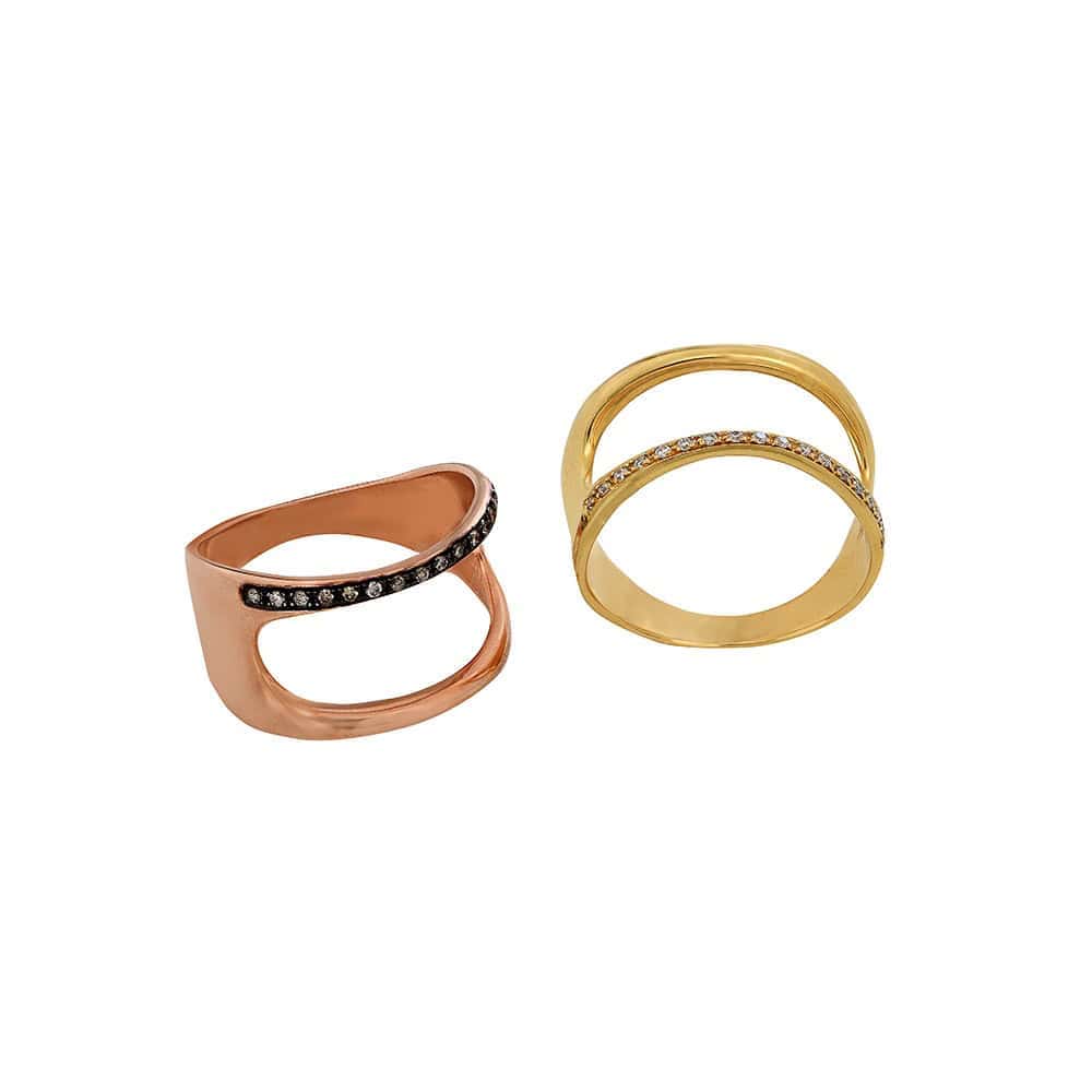Rose gold chevalier ring with brown diamonds — Melina Fachidis (3)