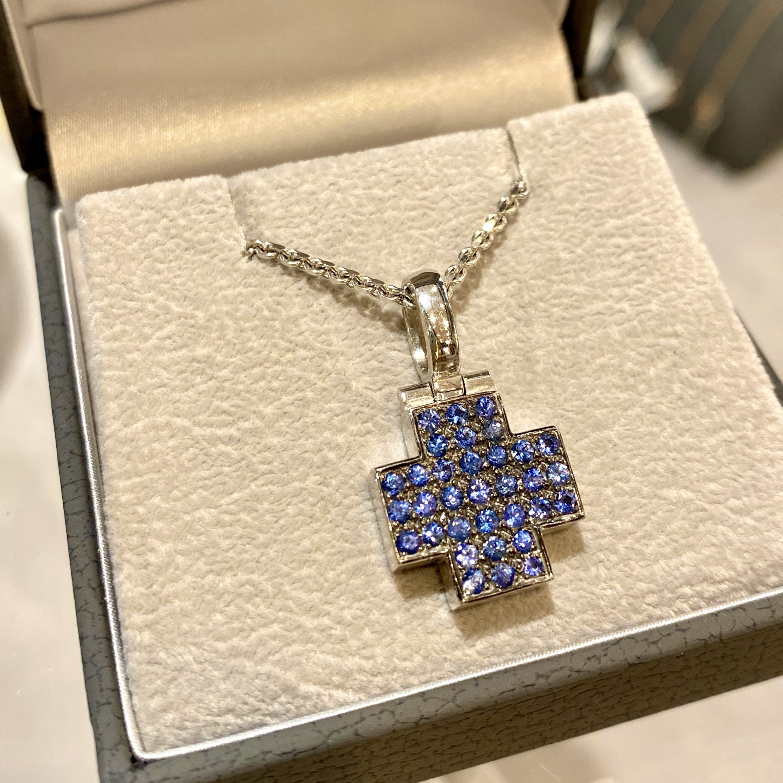 Blue sapphire square cross — Melina Fachidis (3)
