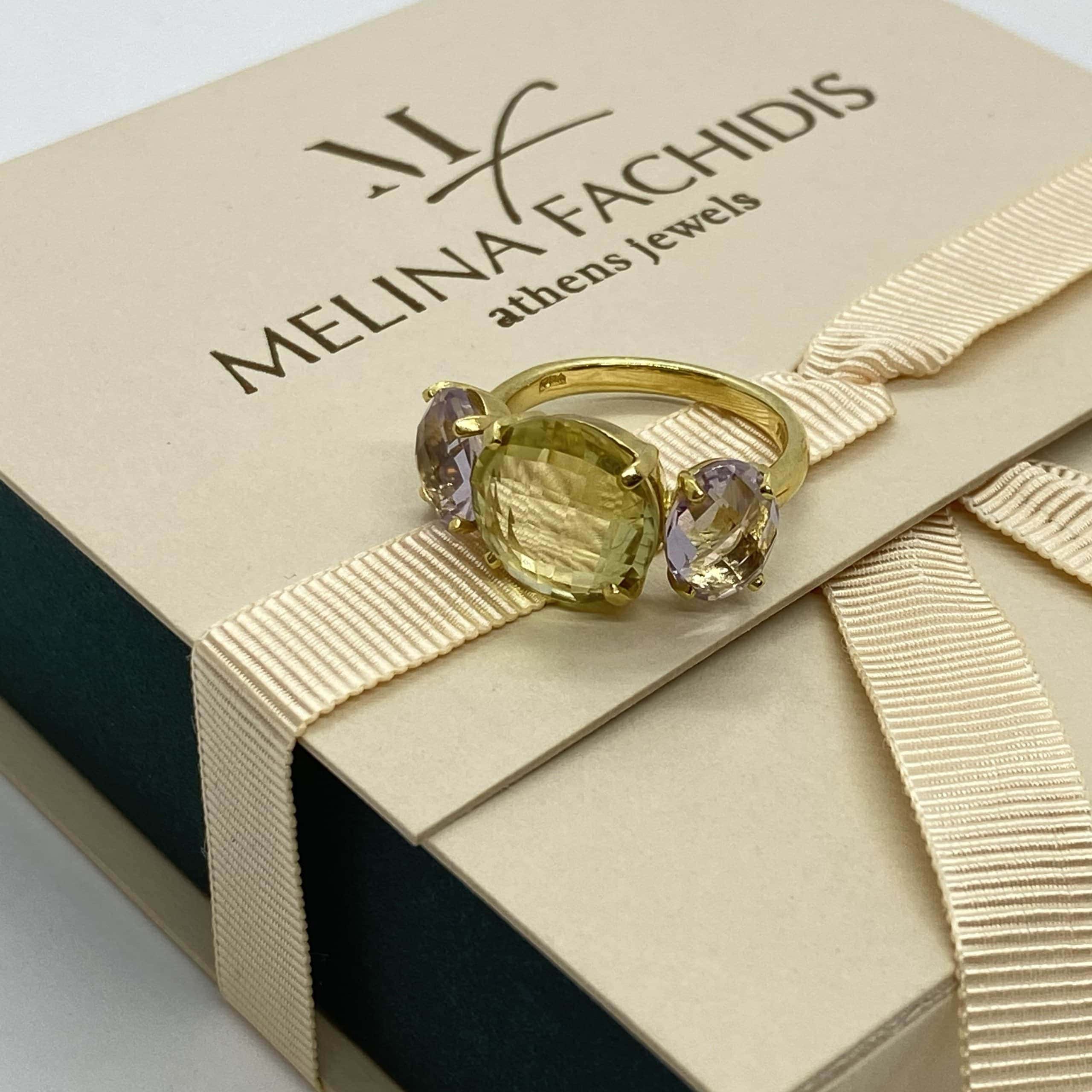 Citrine and amethyst 3stone ring — Melina Fachidis (5)