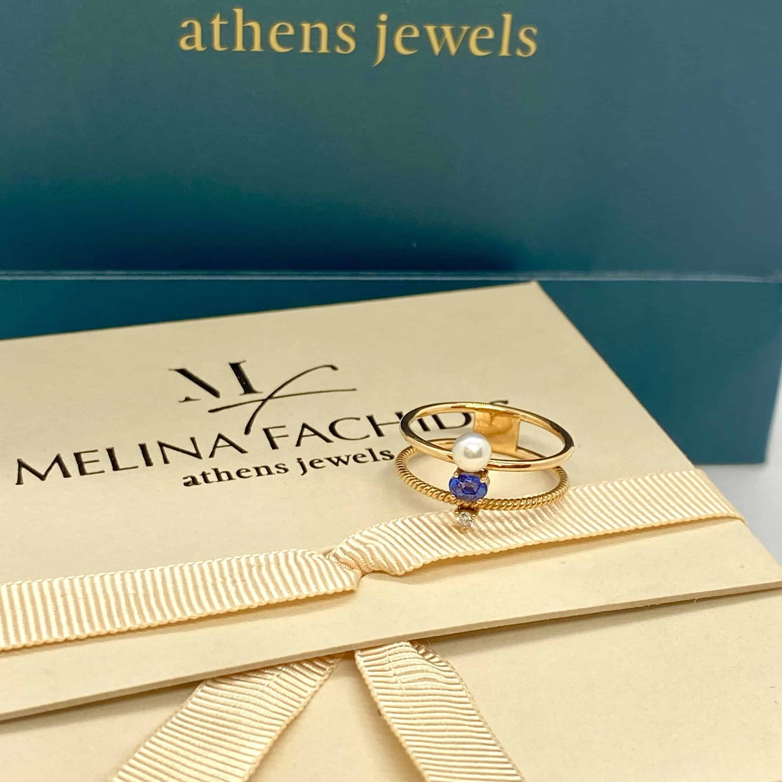 Double line sapphire and pearl diamond ring — Melina Fachidis (7)