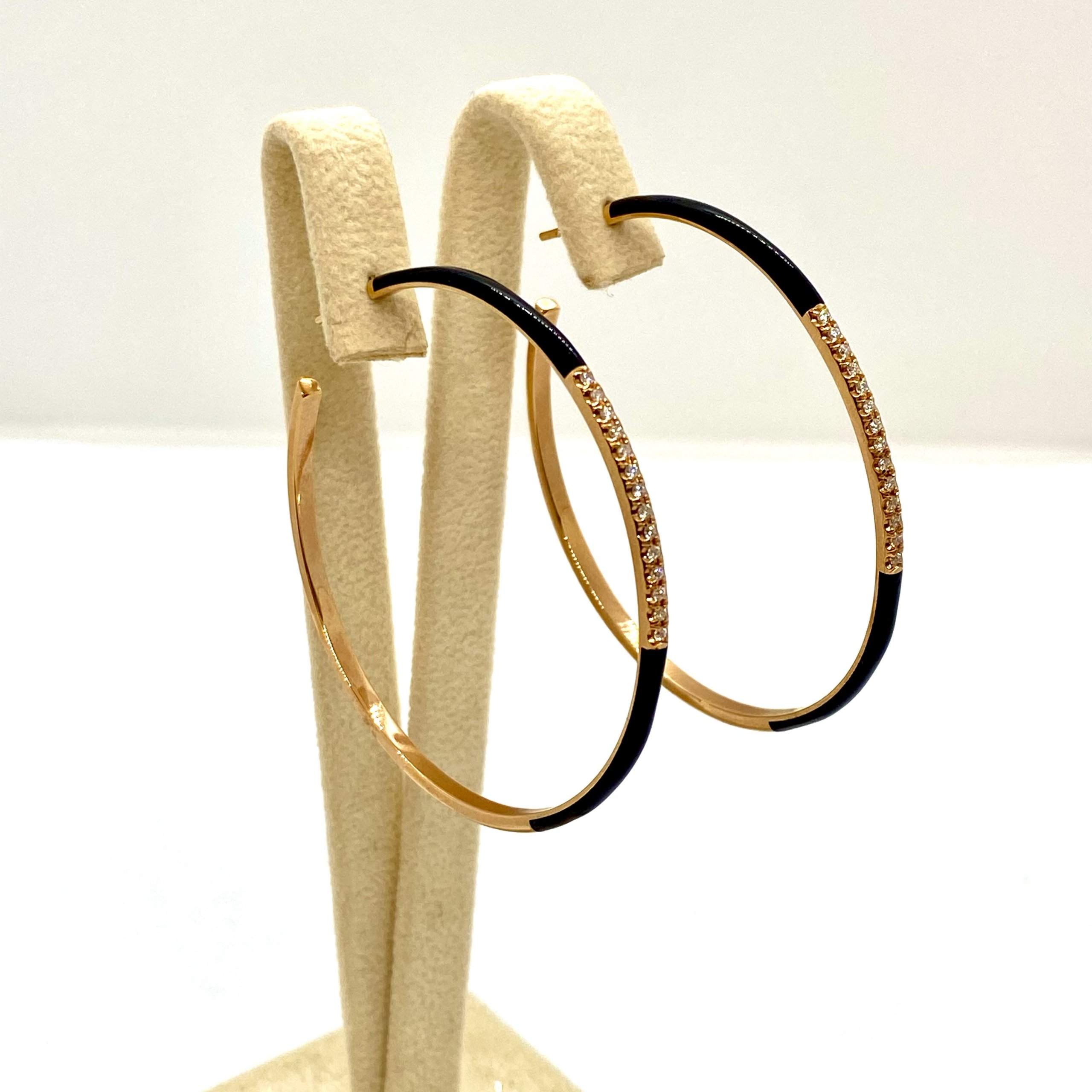 Black enameled diamond hoops — Melina Fachidis (4)