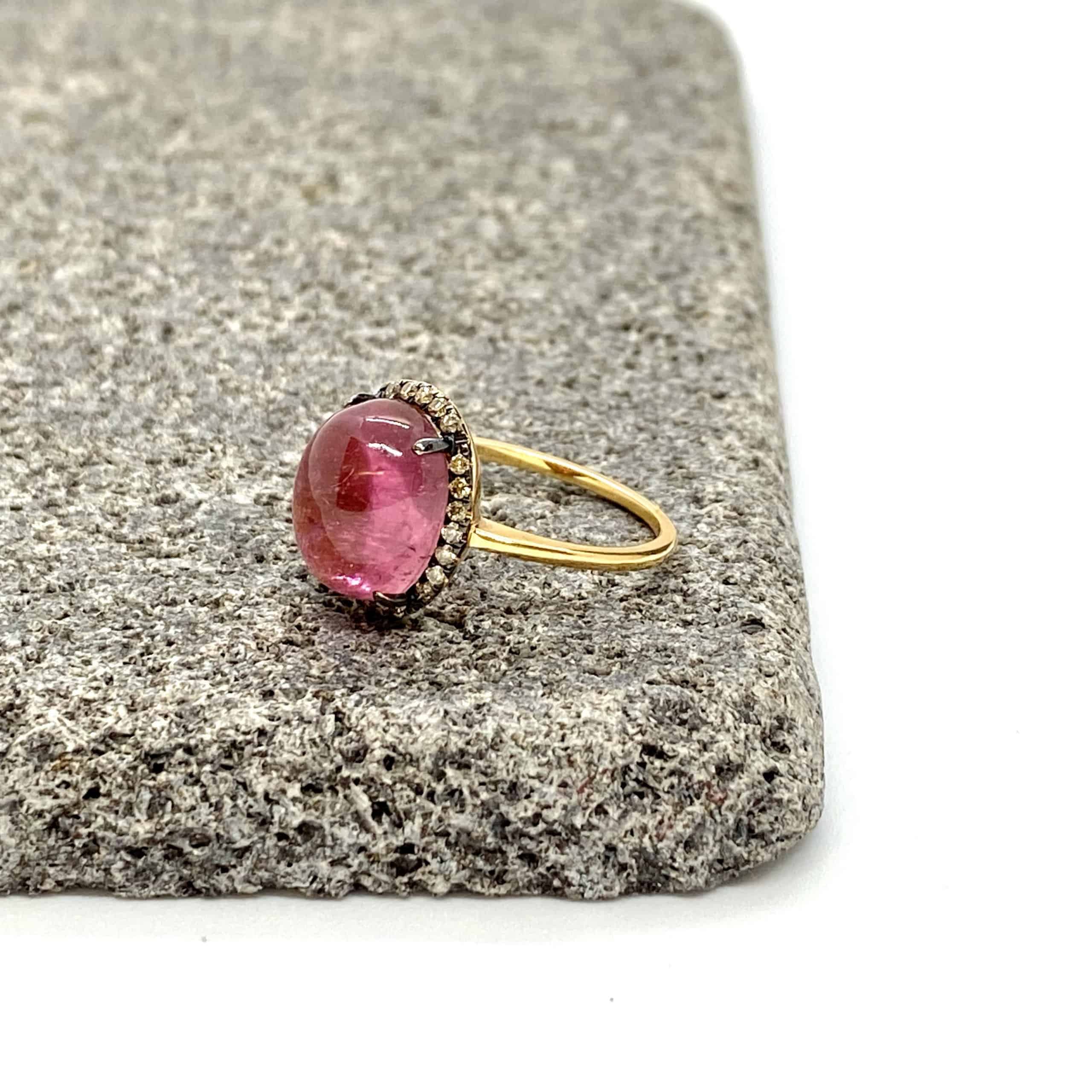 Pink tourmaline cabochon ring — Melina Fachidis (4)