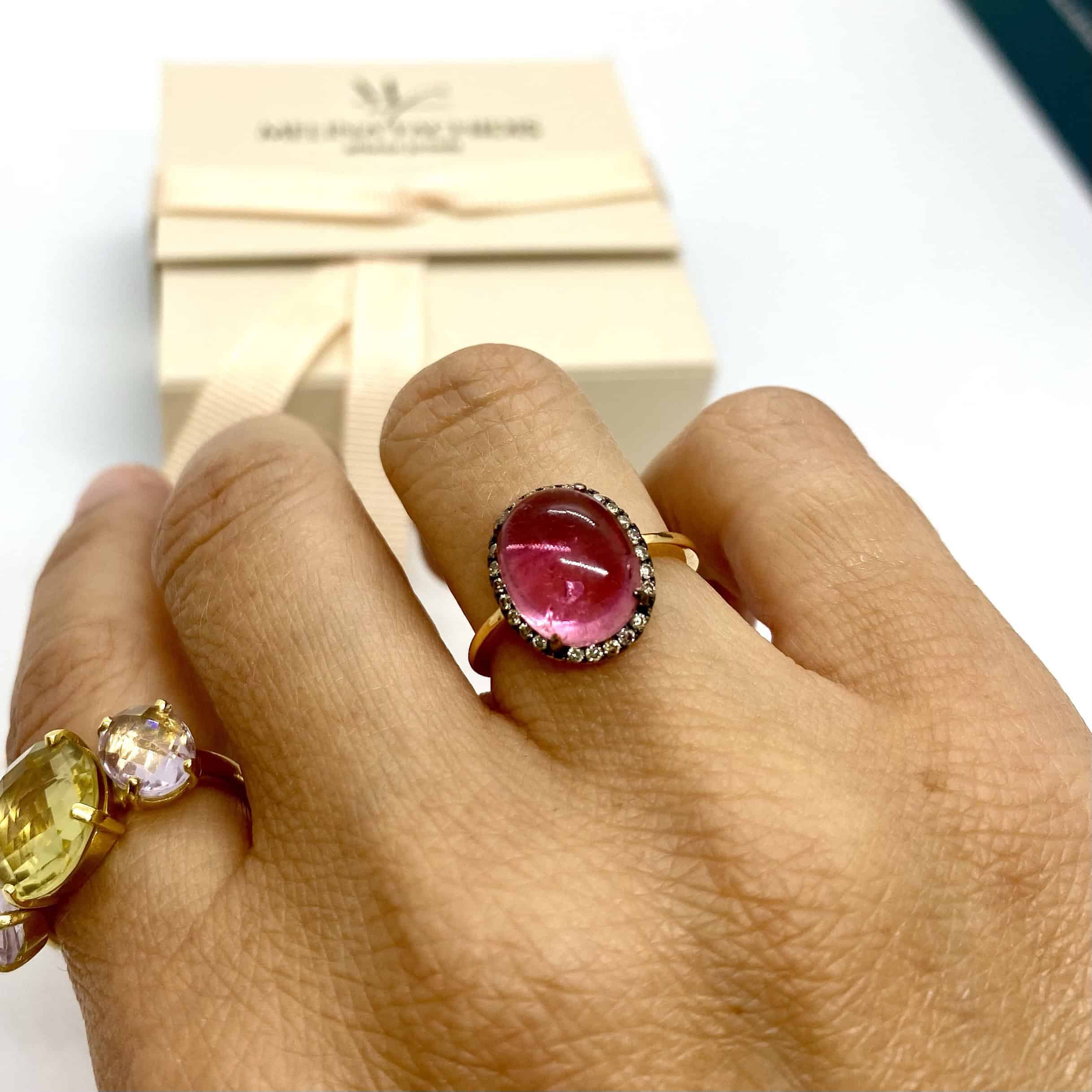 Pink tourmaline cabochon ring — Melina Fachidis (3)