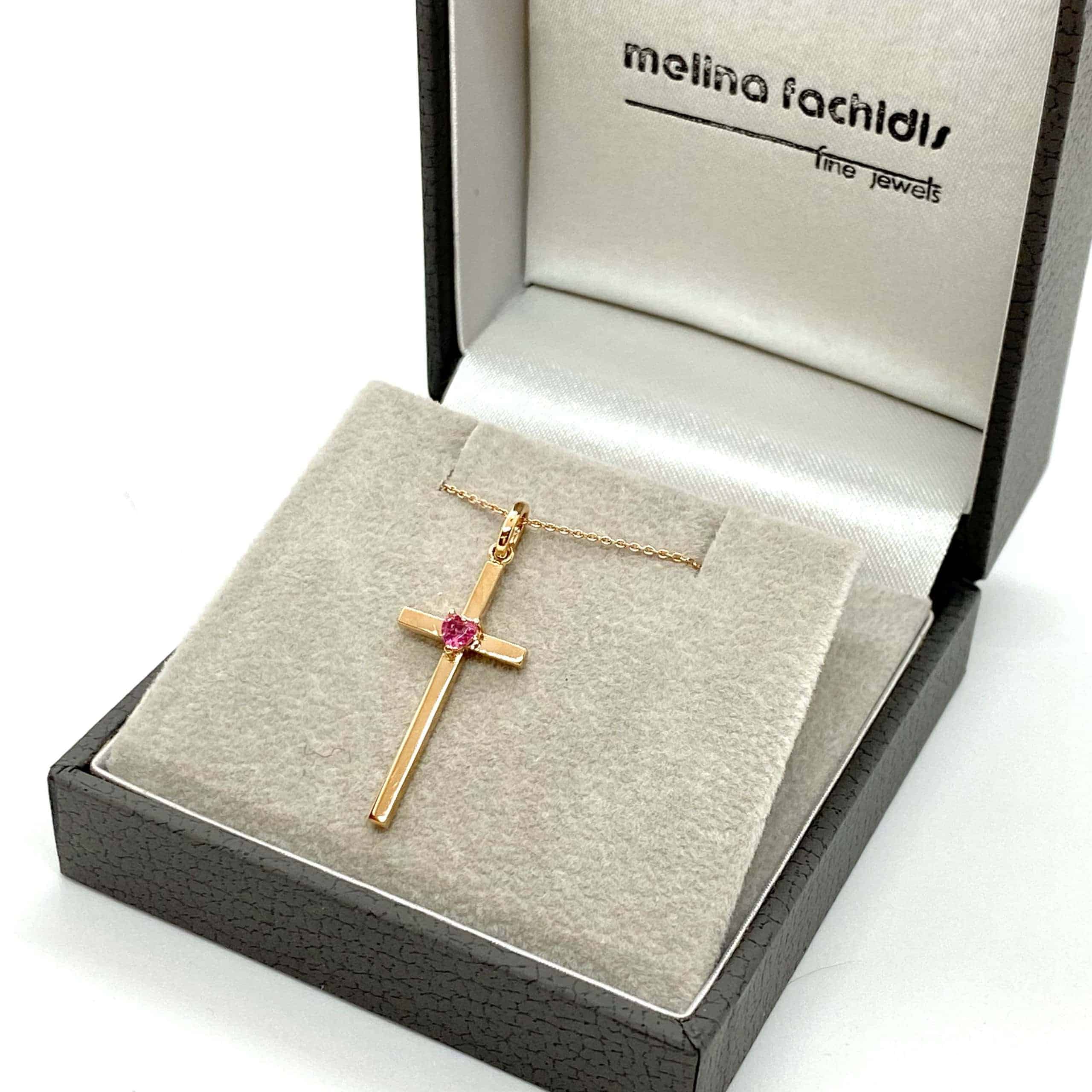 Heart tourmaline cross pendant — Melina Fachidis (4)