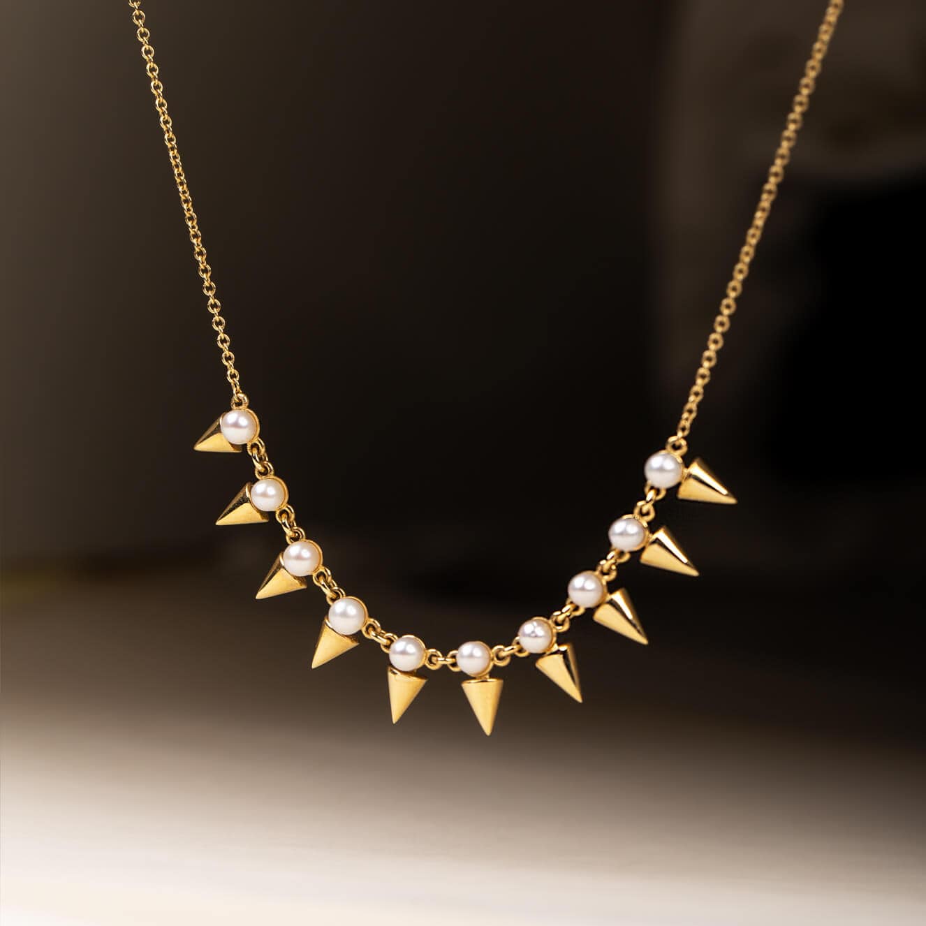 Pearls and golden spikes necklace — Melina Fachidis (2)