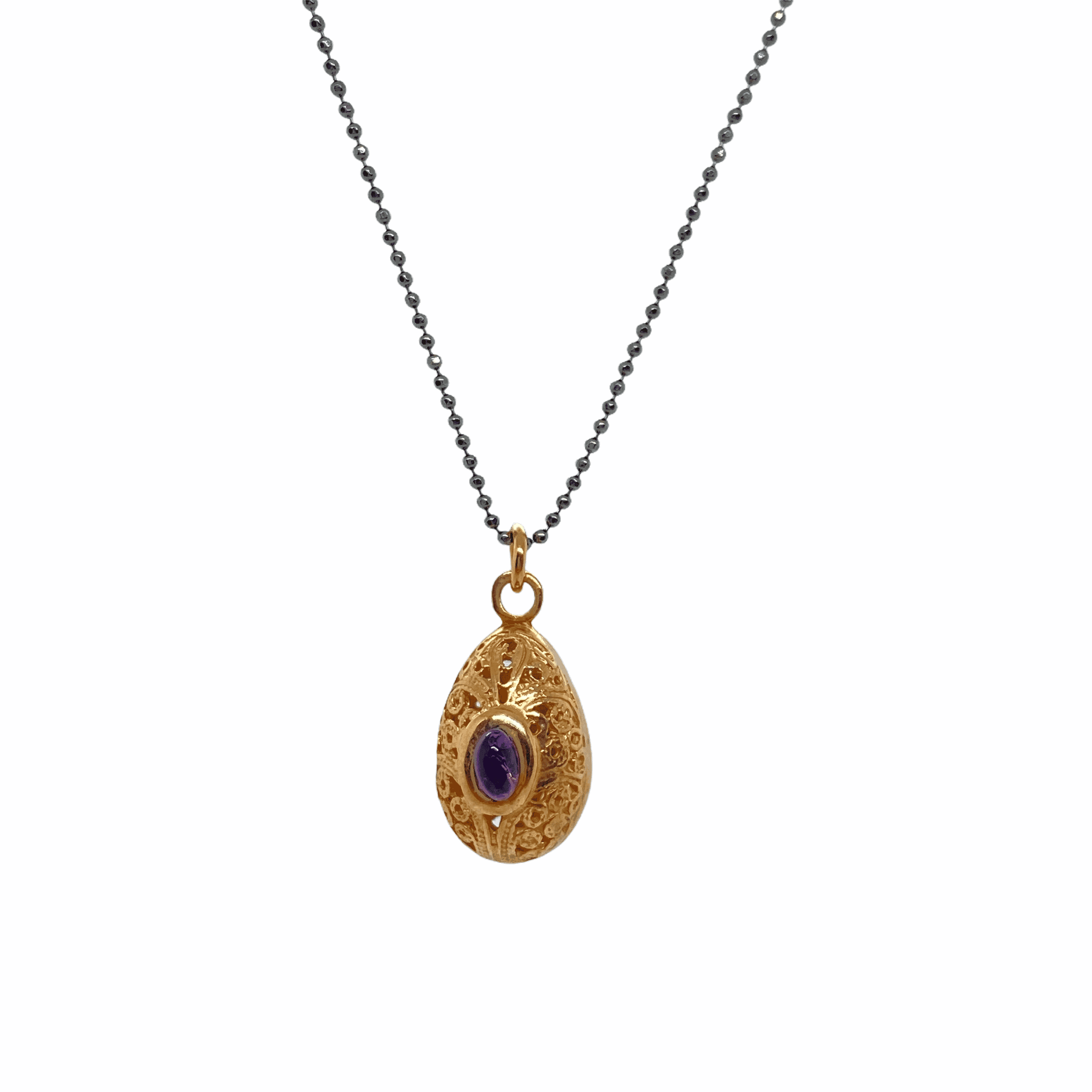 Rose gold egg silver pendant — Melina Fachidis (2)
