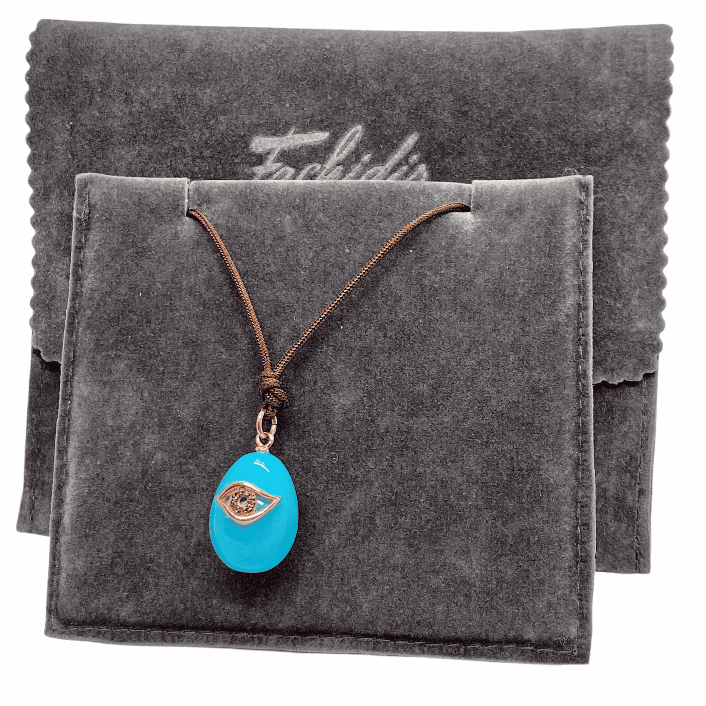 Turquoise egg shaped pendant with eye — Melina Fachidis (2)