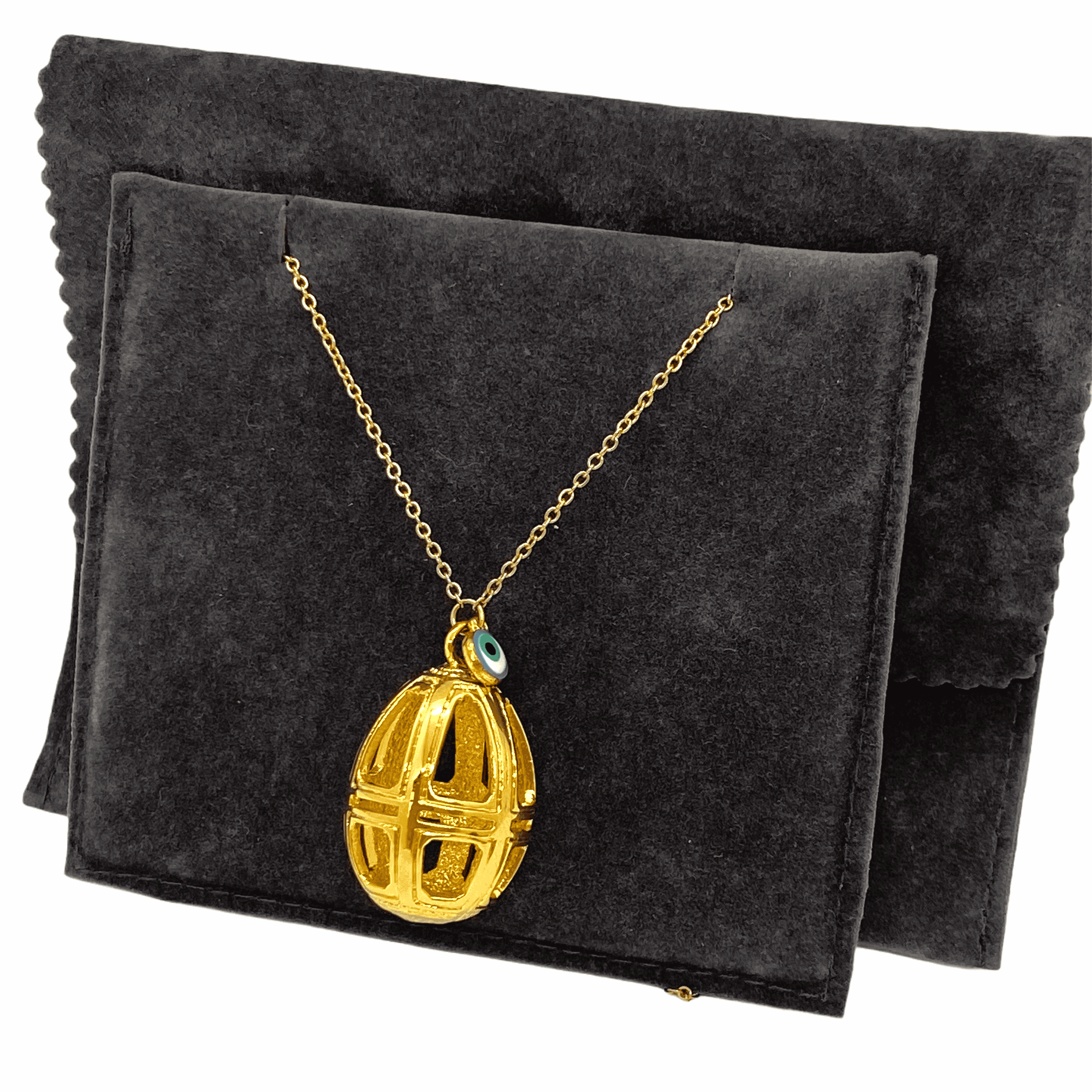 Easter perforated egg pendant with eye charm — Melina Fachidis (2)