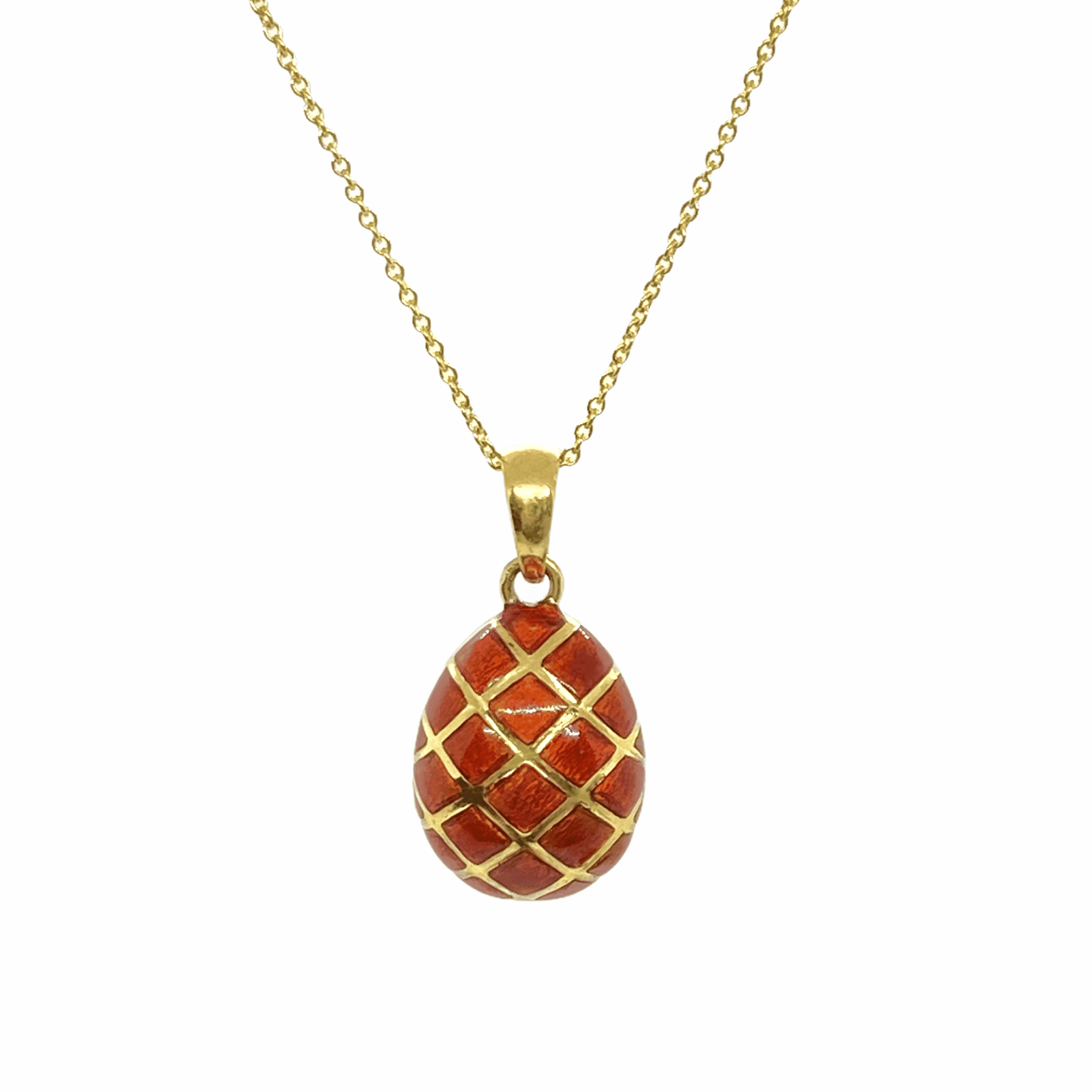 Orange enameled gold egg pendant — Melina Fachidis