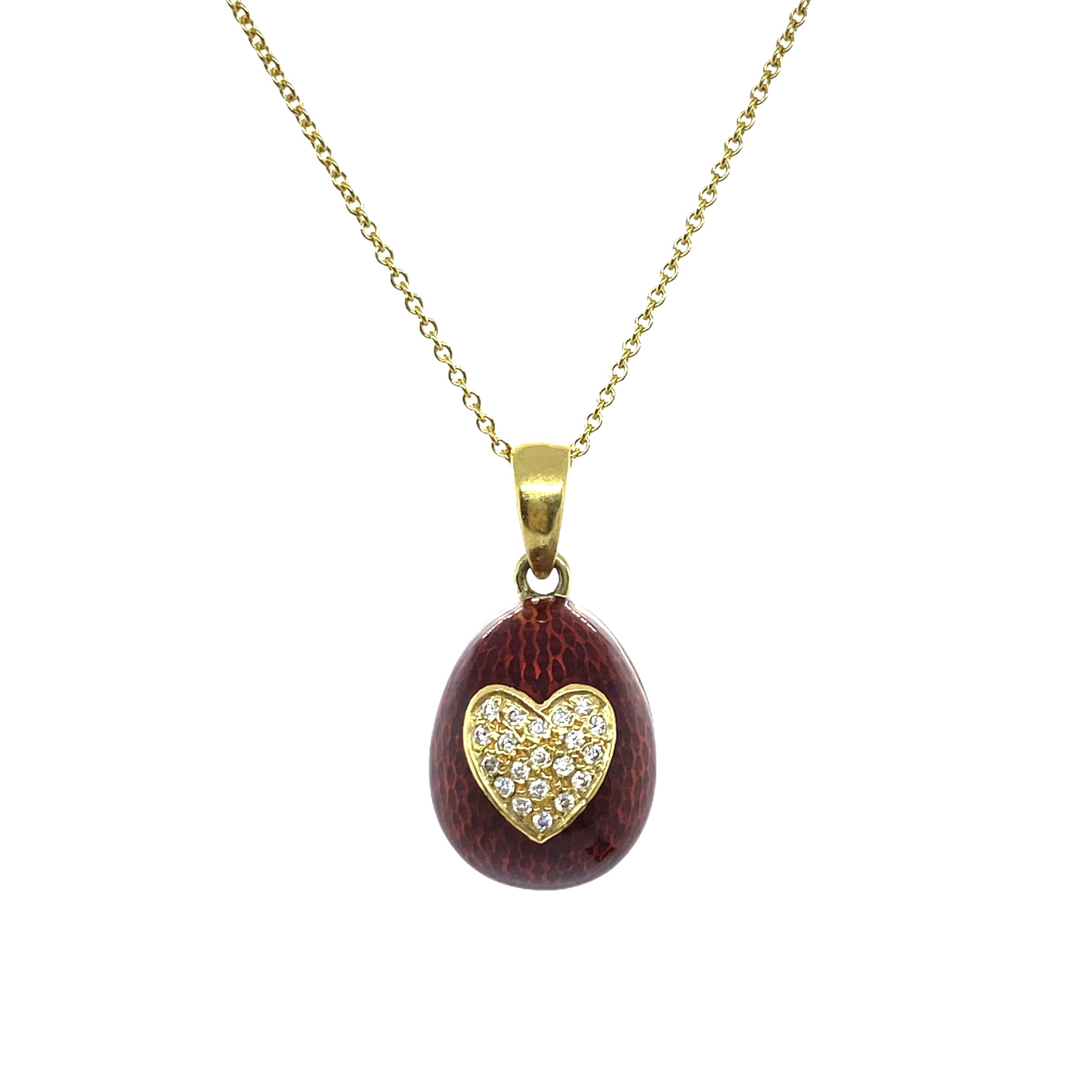 Red diamond heart egg pendant — Melina Fachidis