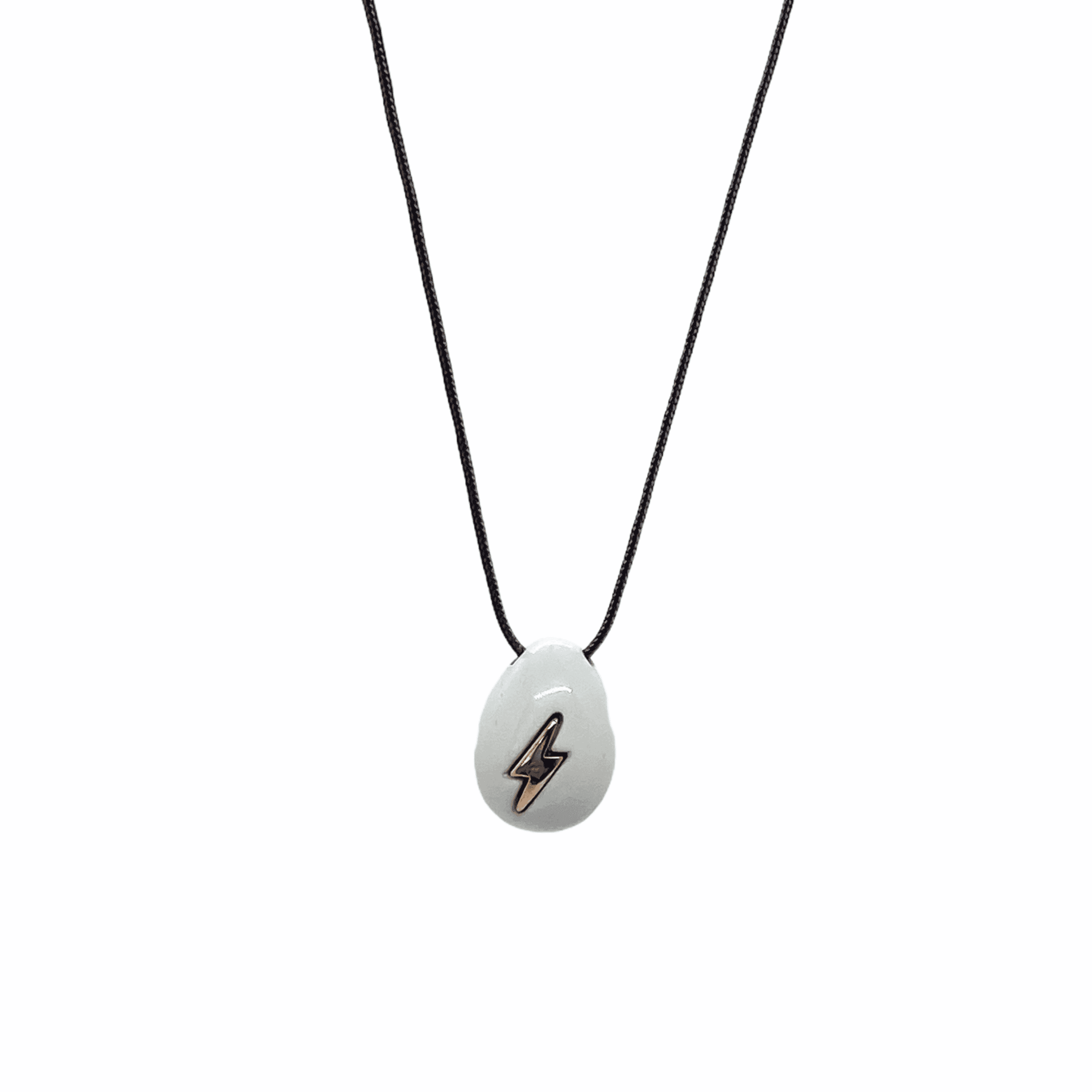 White egg shaped thunder pendant — Melina Fachidis