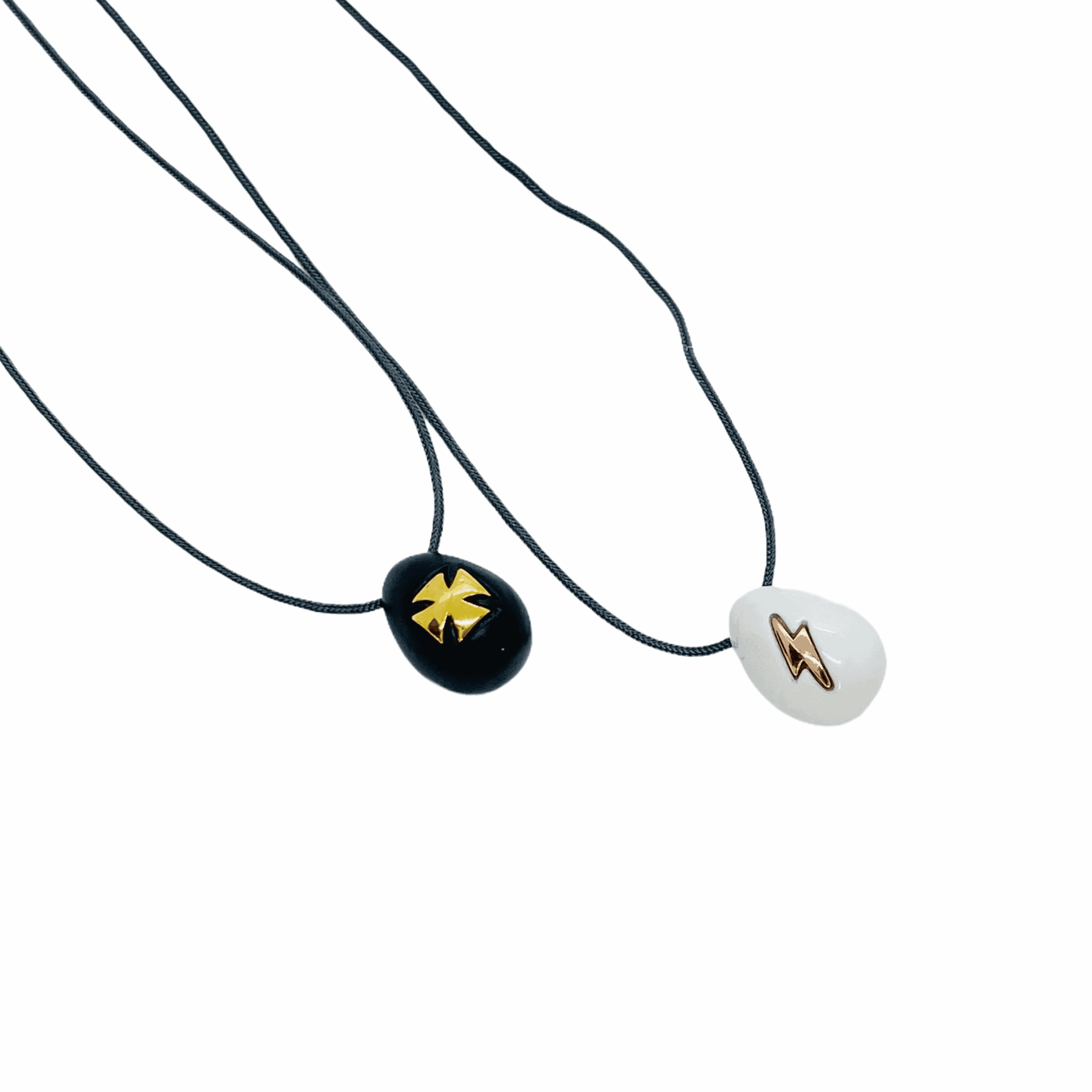 Black egg shaped cross pendant — Melina Fachidis (4)
