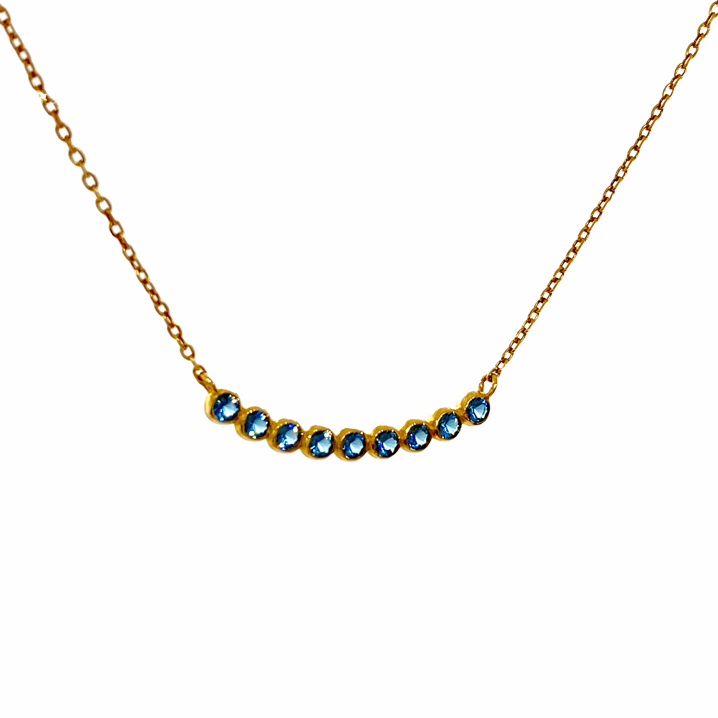Blue topaz long bar necklace — Melina Fachidis