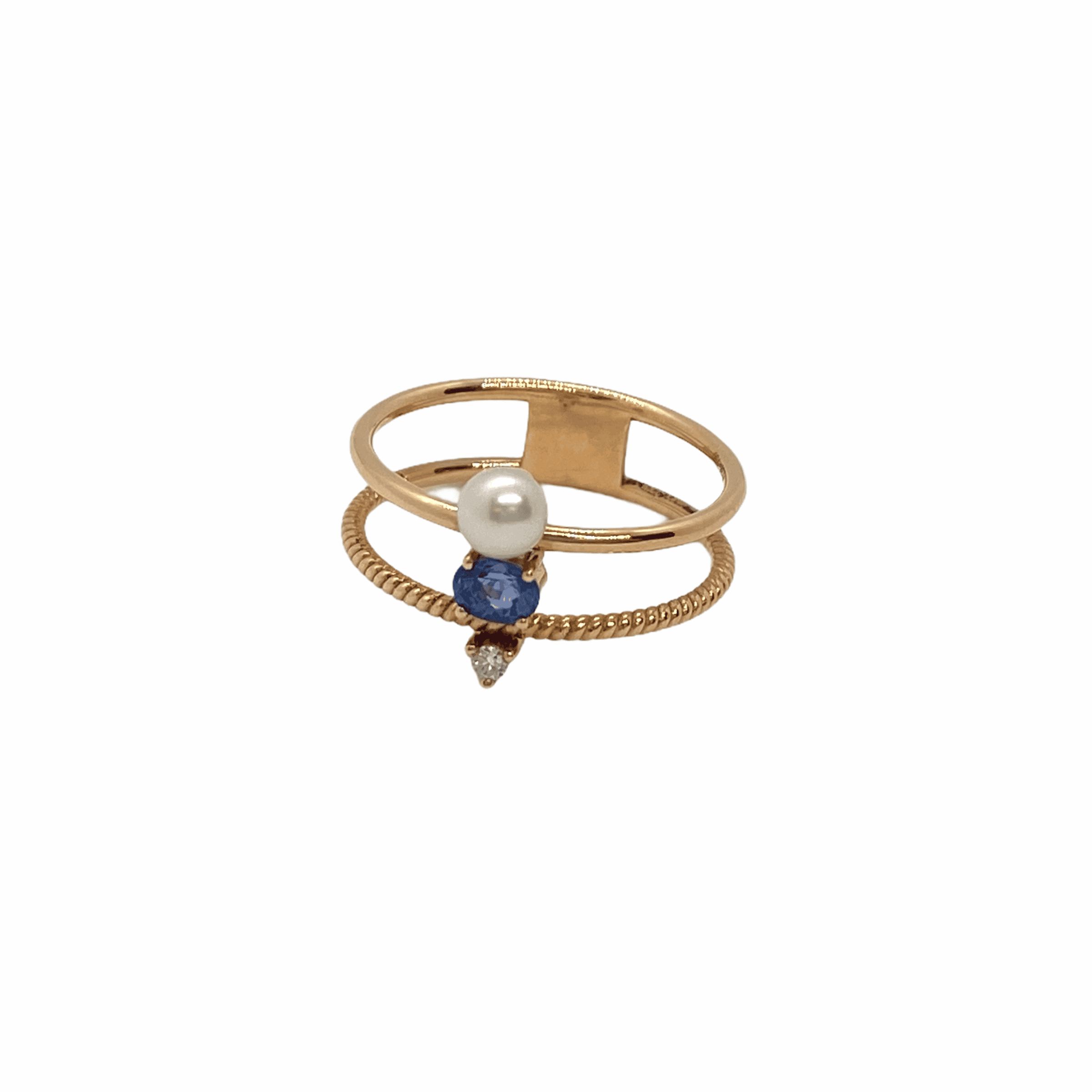 Double line sapphire and pearl diamond ring — Melina Fachidis (6)