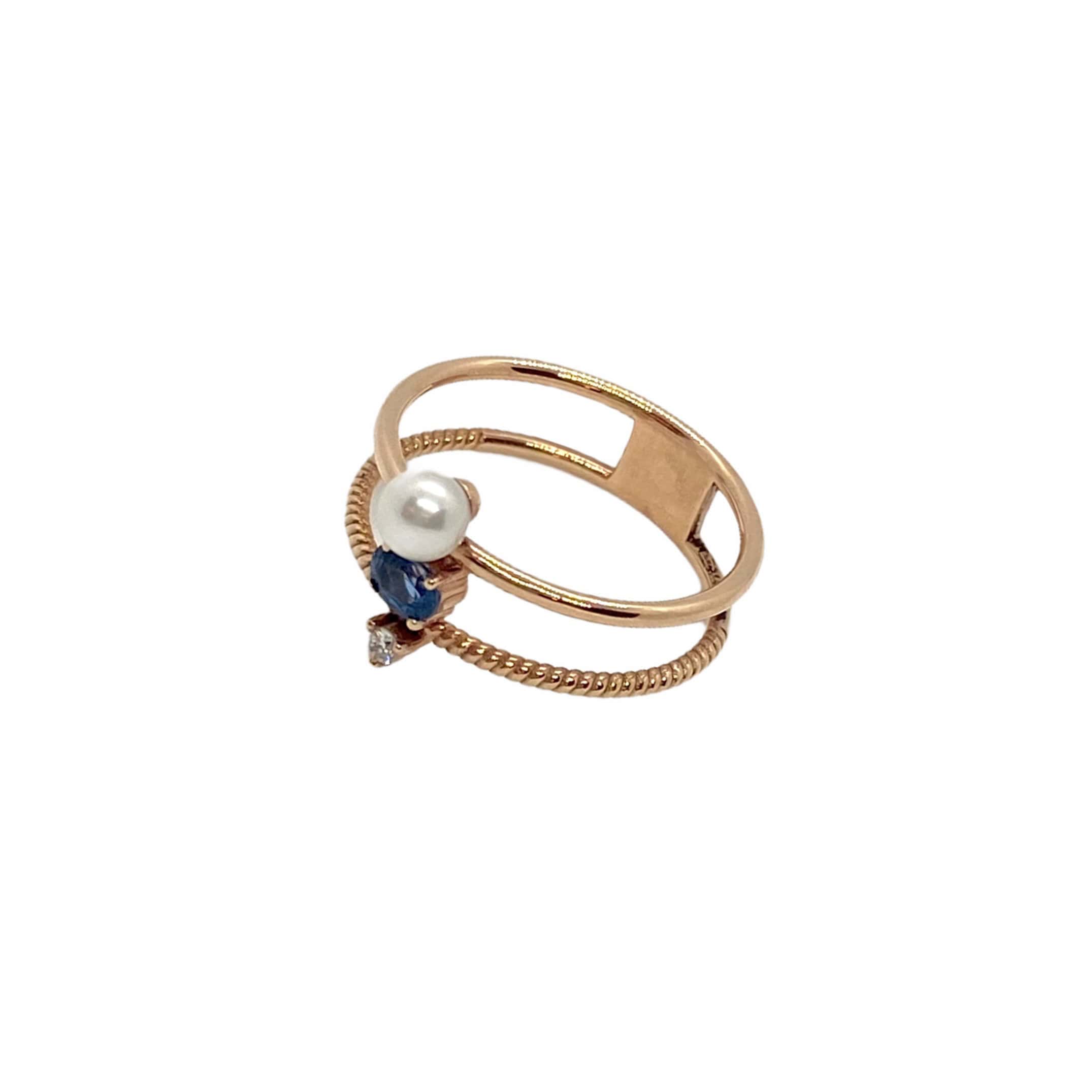 Double line sapphire and pearl diamond ring — Melina Fachidis (5)