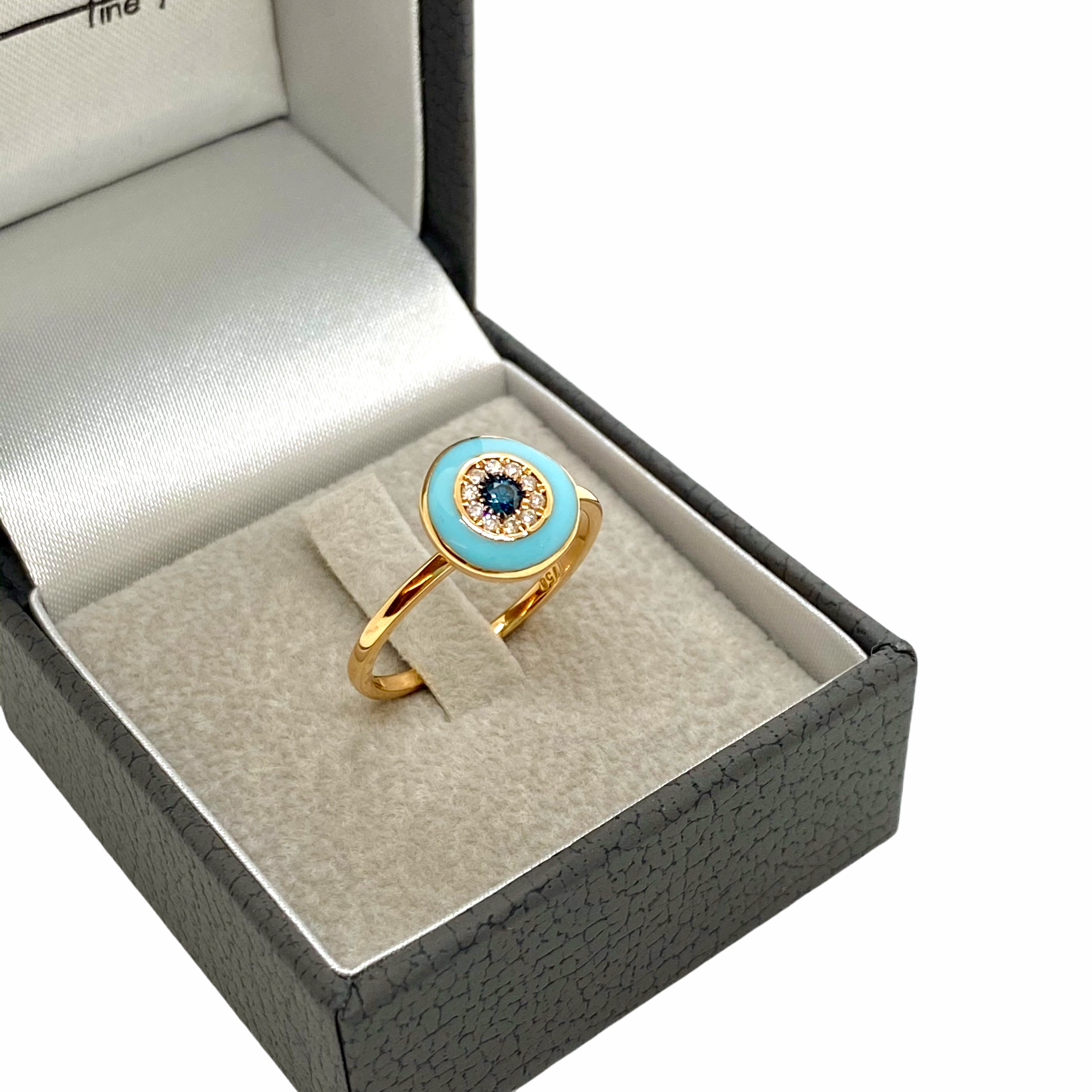 Turquoise enameled eye ring — Melina Fachidis (4)