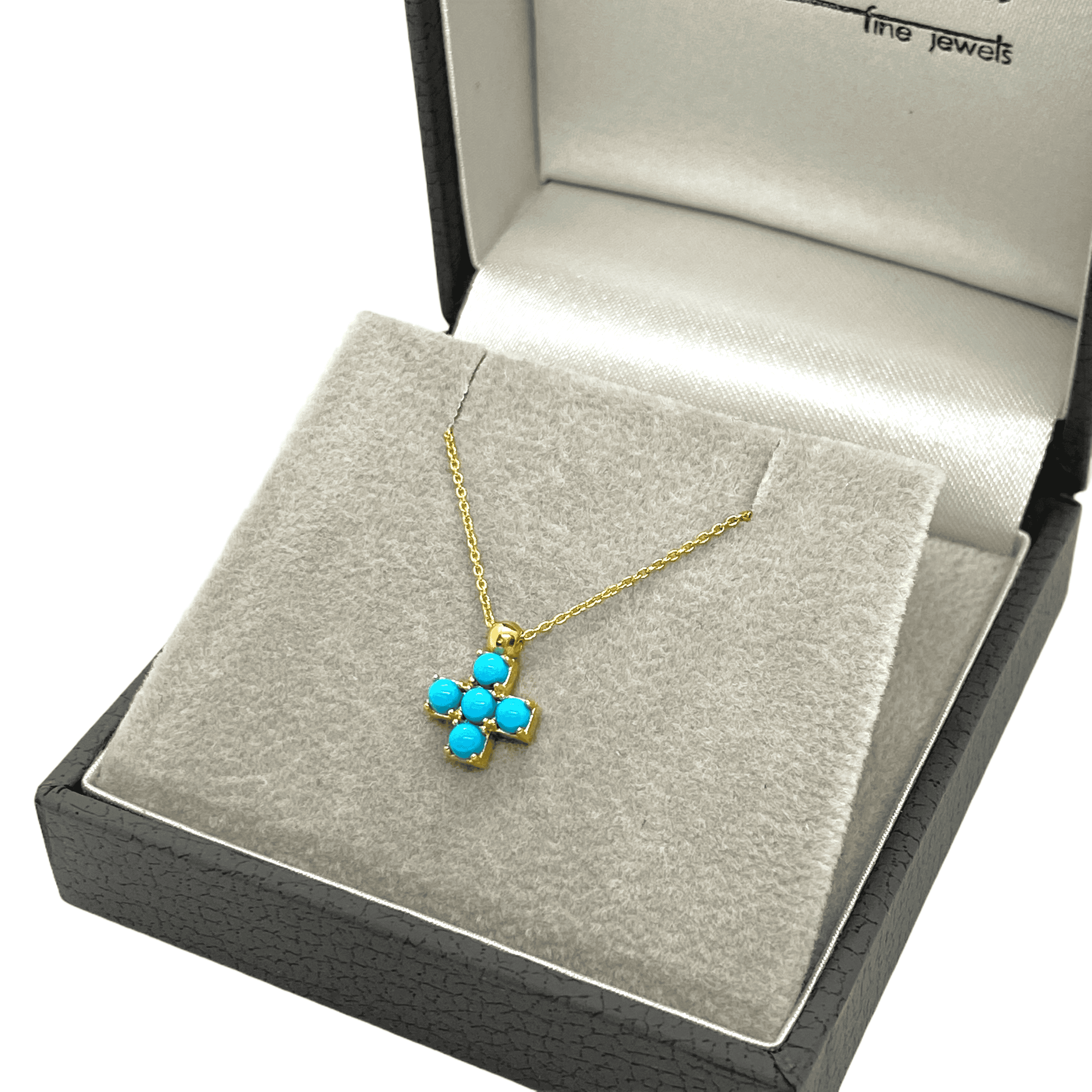 Turquoise 5 stone tiny cross — Melina Fachidis (5)