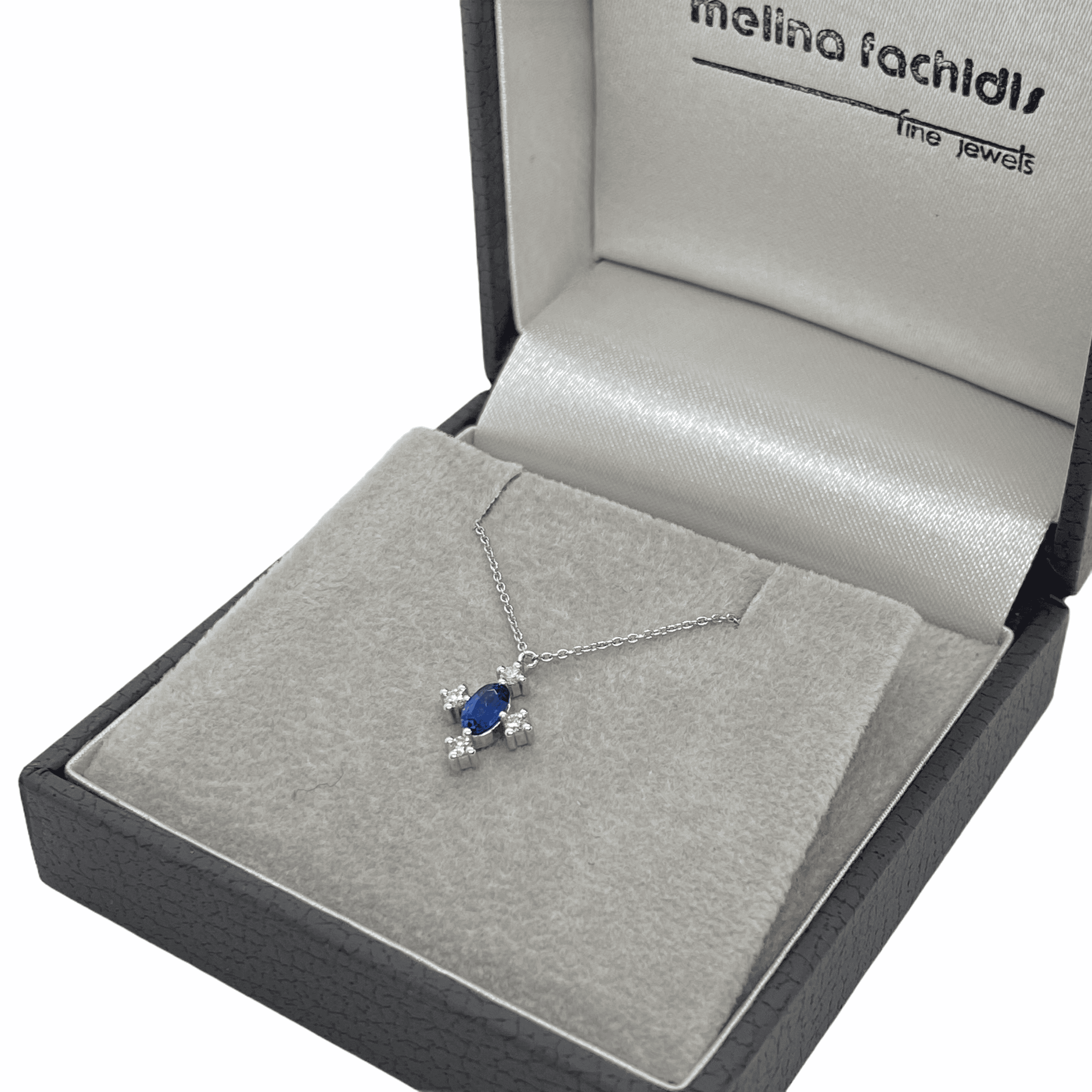 Oval sapphire and diamond cross pendant — Melina Fachidis (4)