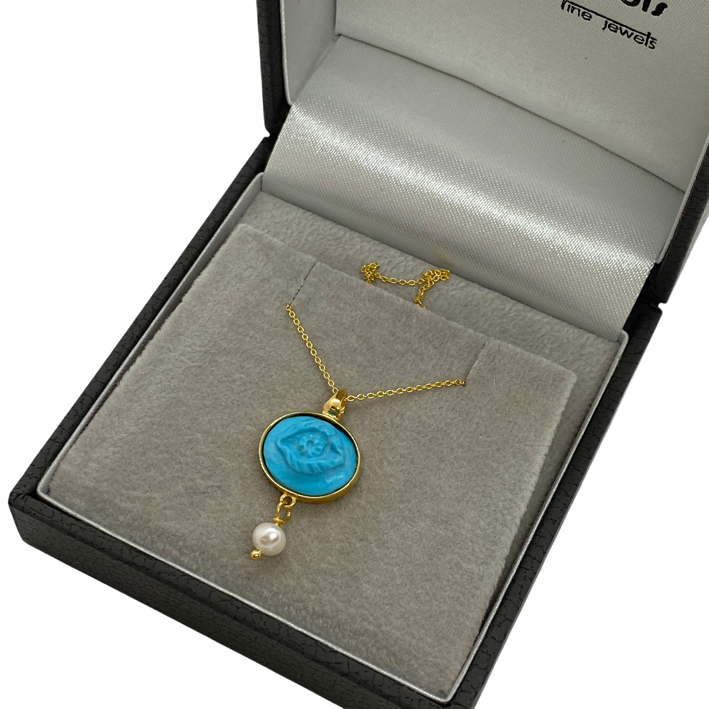 Turquoise eye hand carved pendant — Melina Fachidis (4)