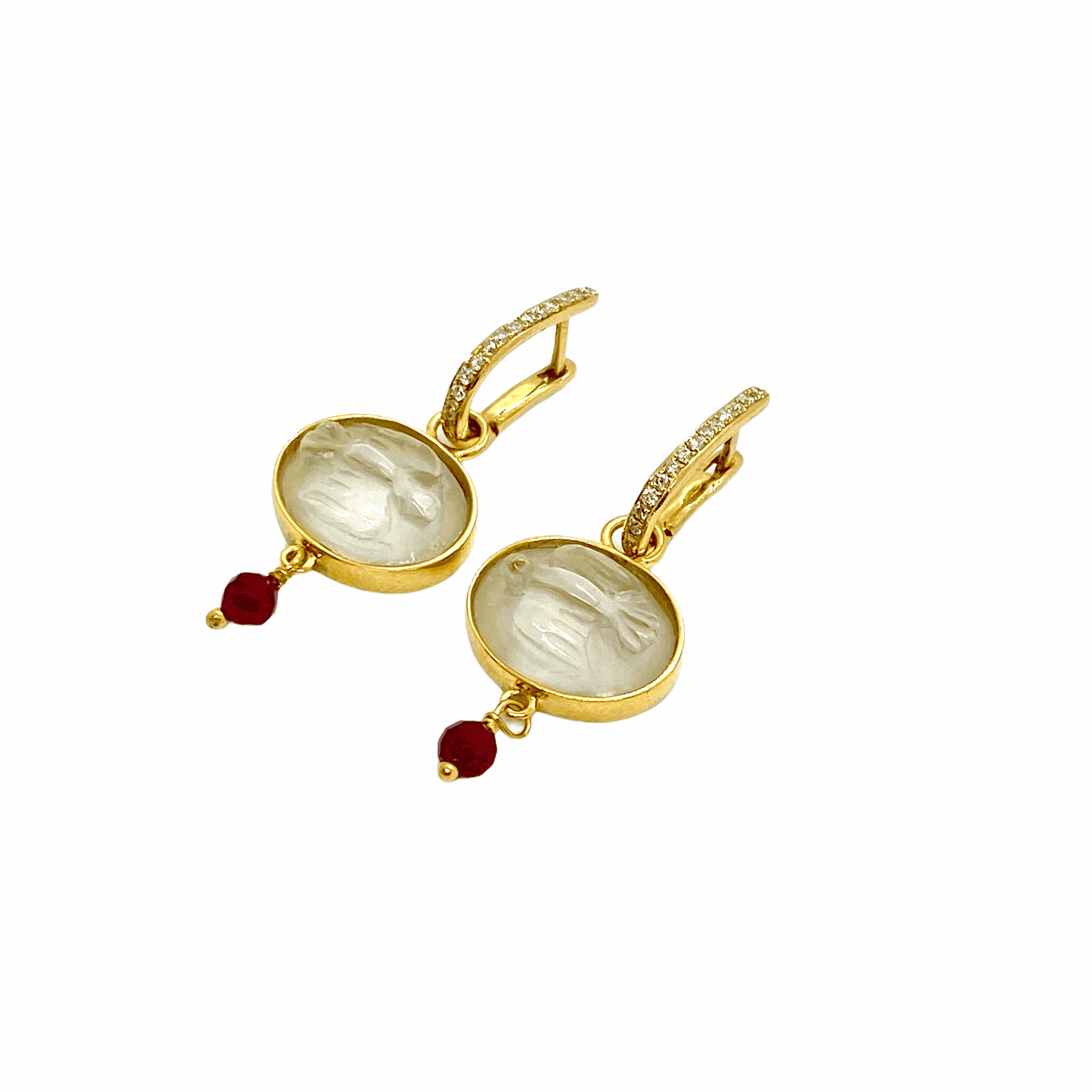 Romantic rock crystal carved earrings — Melina Fachidis (2)