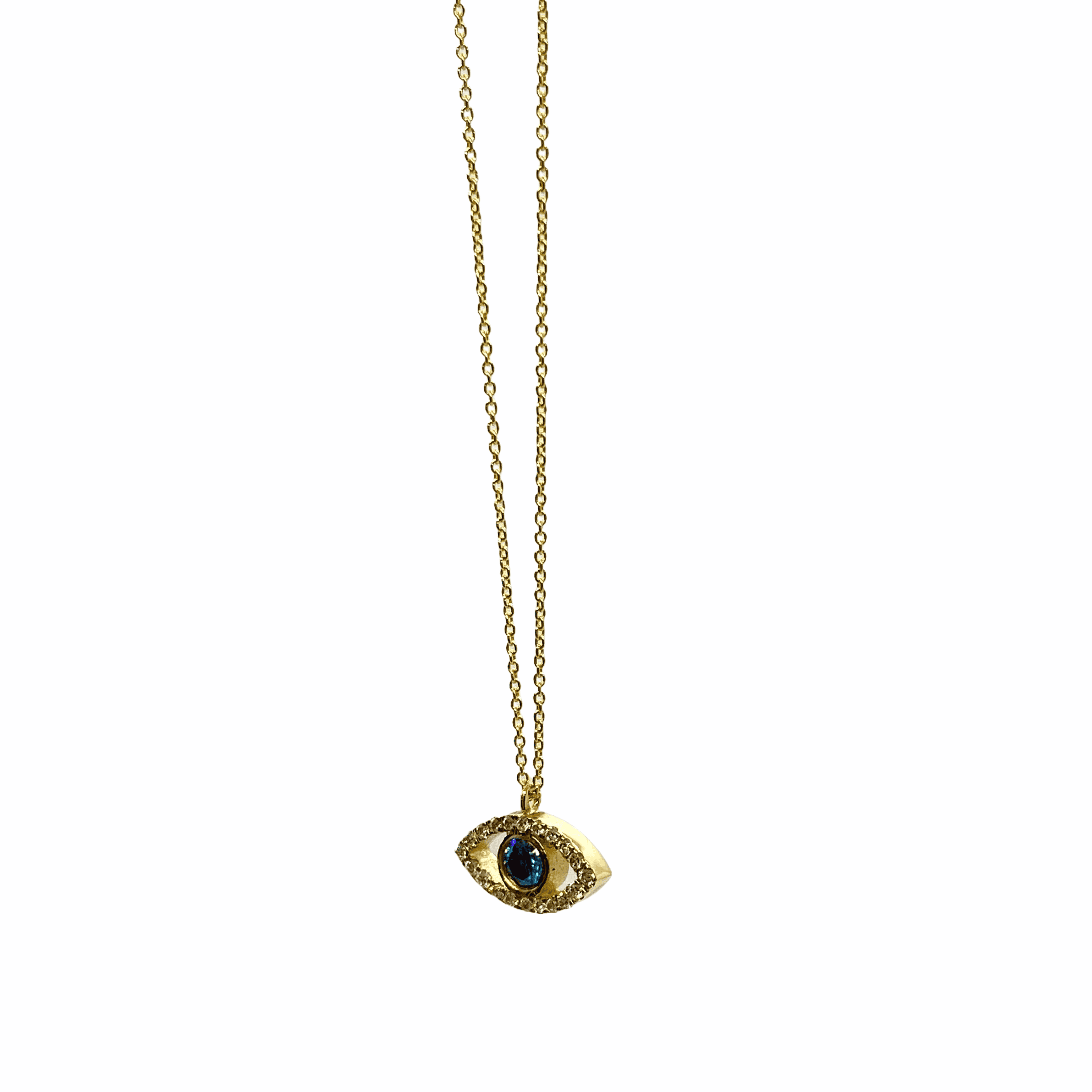 Blue sapphire and white diamond eye shaped pendant — Melina Fachidis (2)