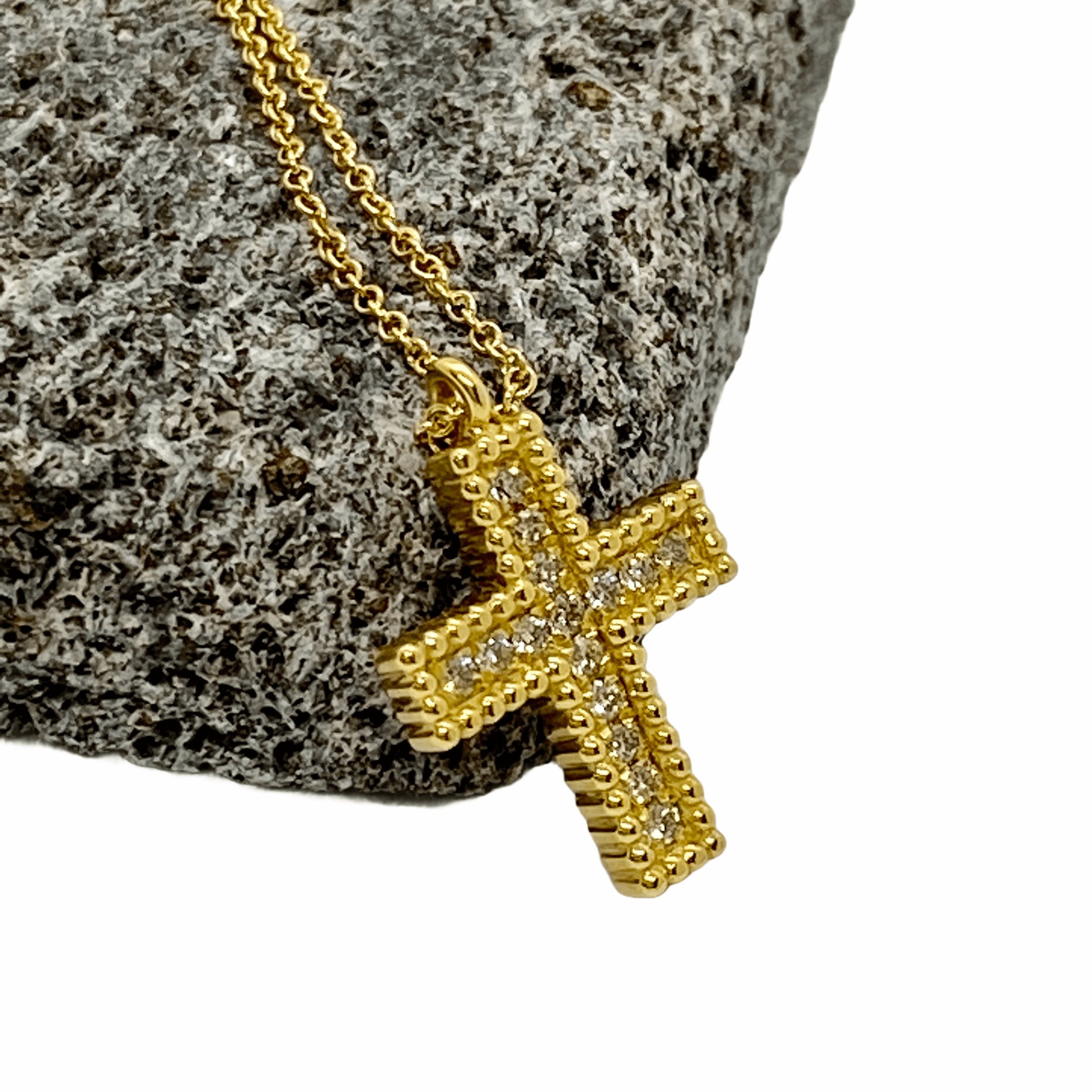 Grained diamond cross pendant — Melina Fachidis (4)