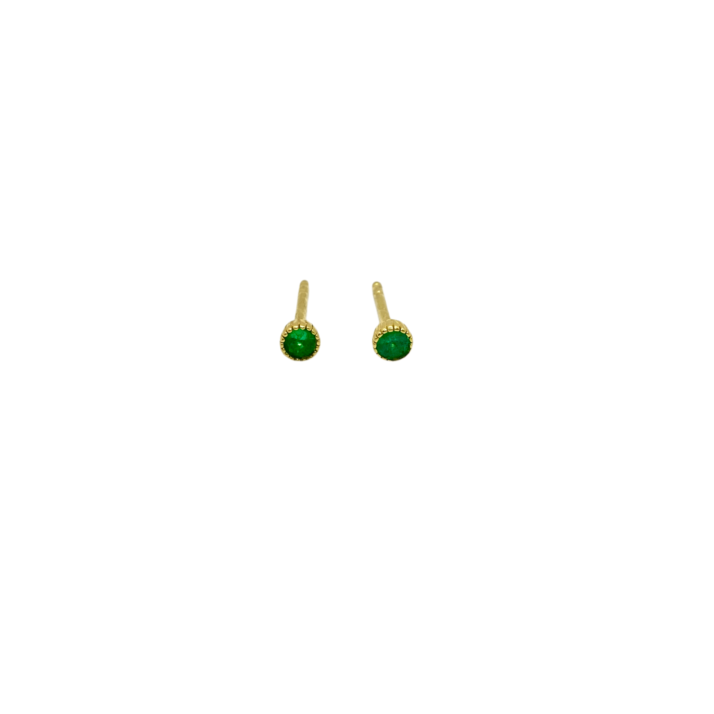 Emerald golden stud earrings — Melina Fachidis (2)