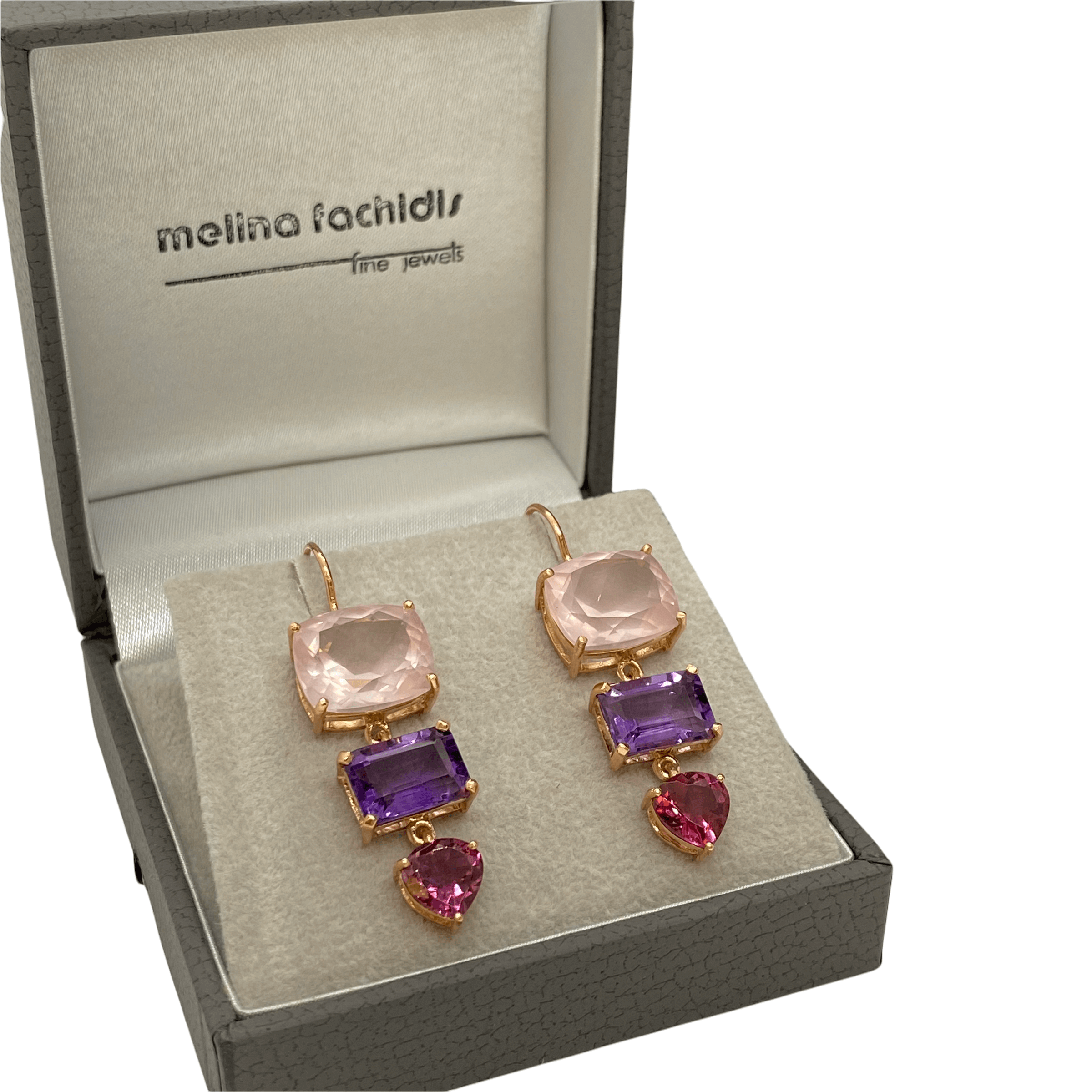 Triple long gemstone earrings — Melina Fachidis (3)