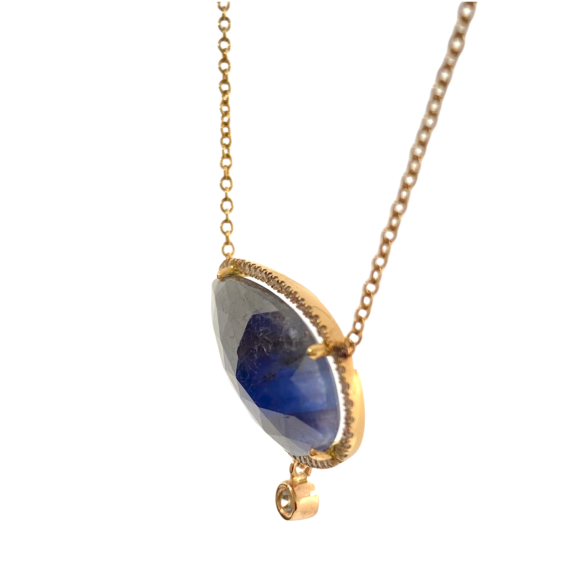 Flat sapphire pendant with diamonds — Melina Fachidis (2)