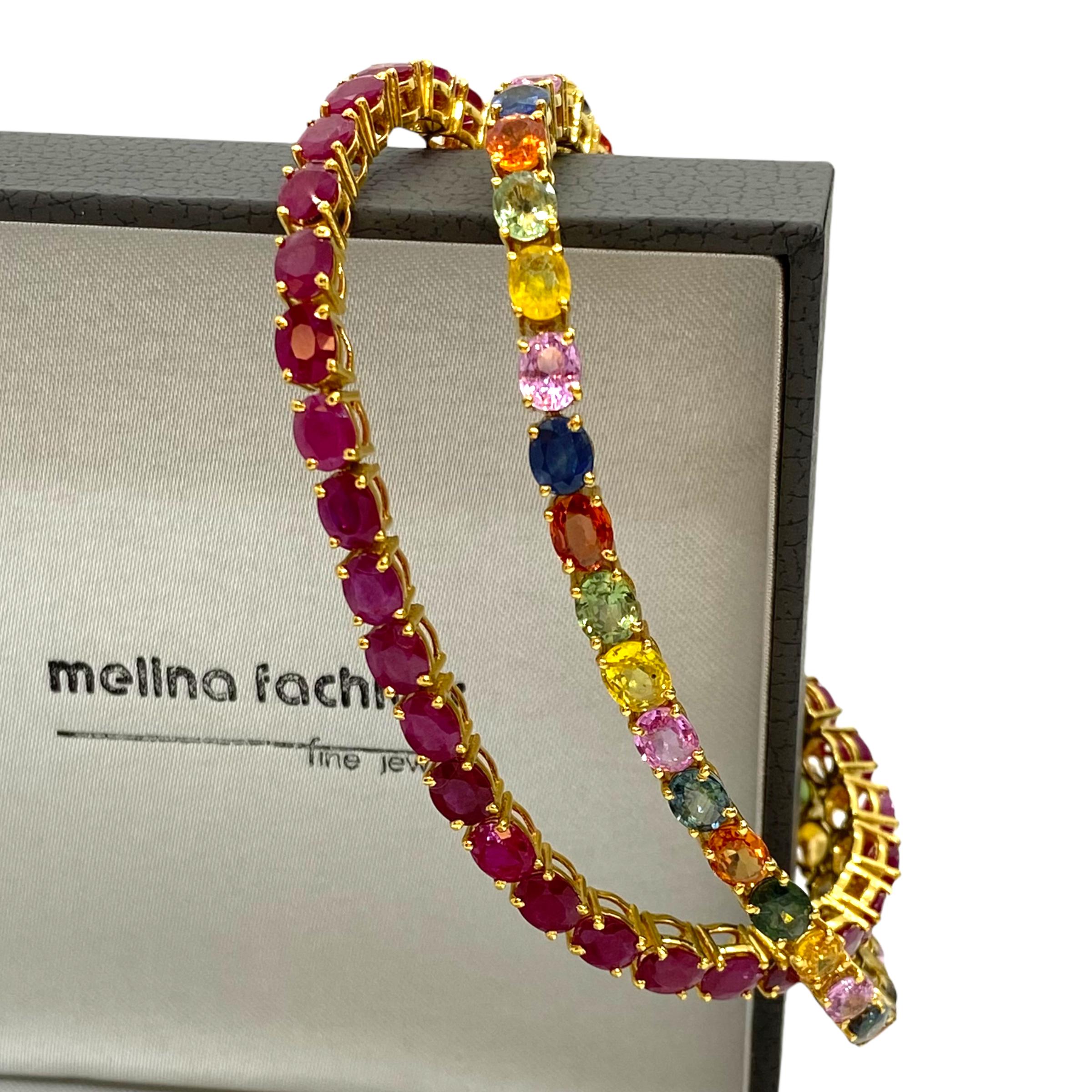 Colorful sapphire tennis bracelet — Melina Fachidis (6)