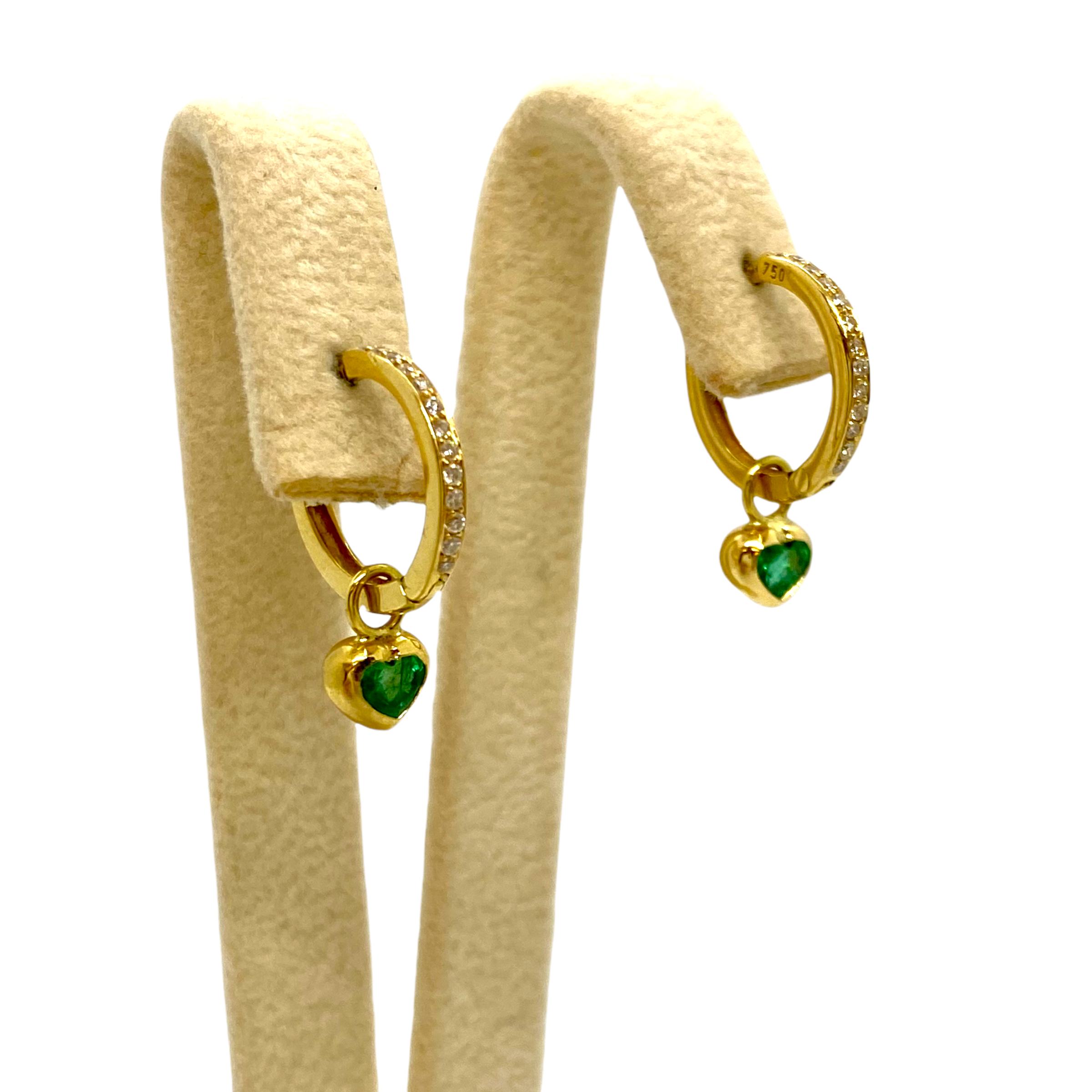 Diamond Huggies with heart-shaped emerald drops — Melina Fachidis (3)