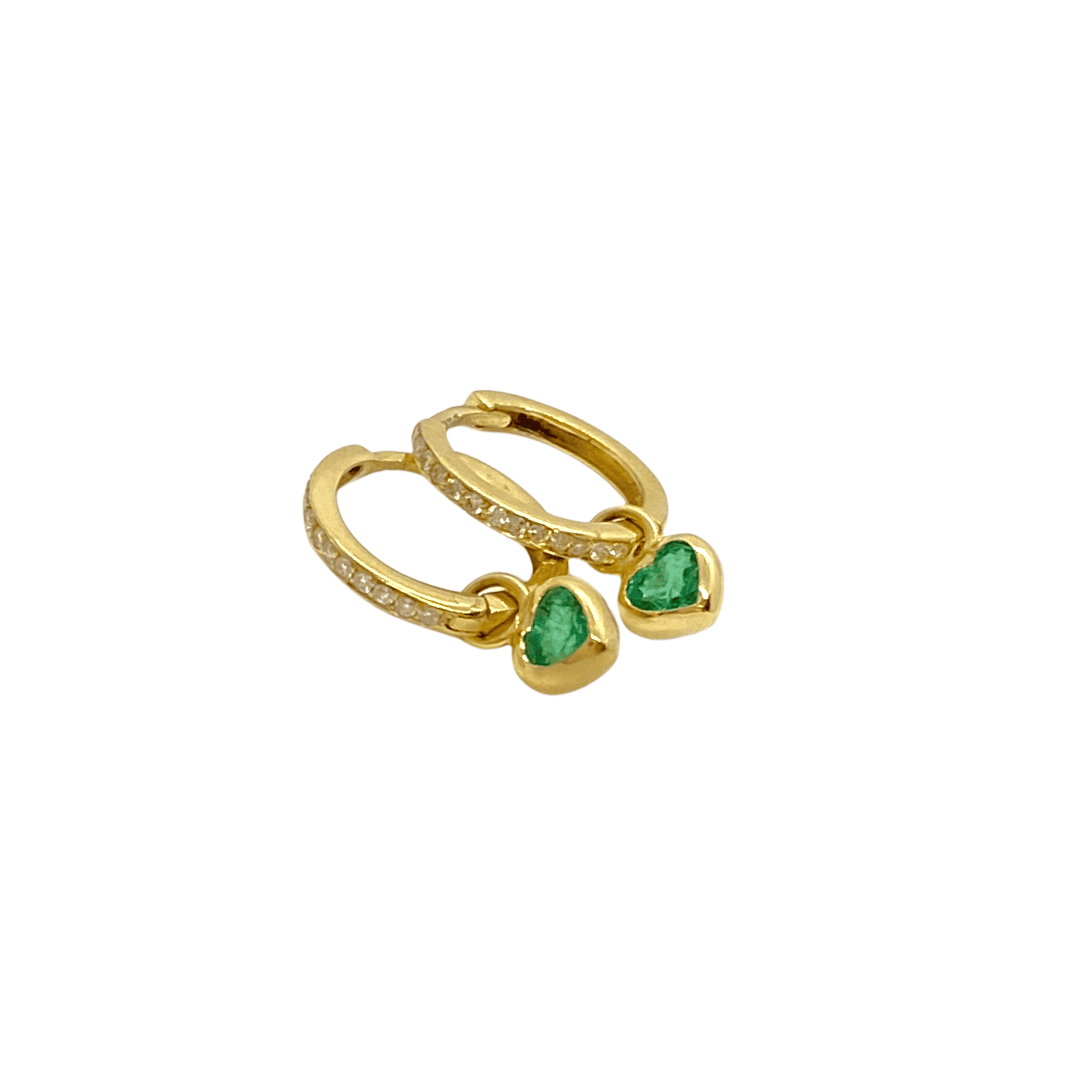 Diamond Huggies with heart-shaped emerald drops — Melina Fachidis (5)