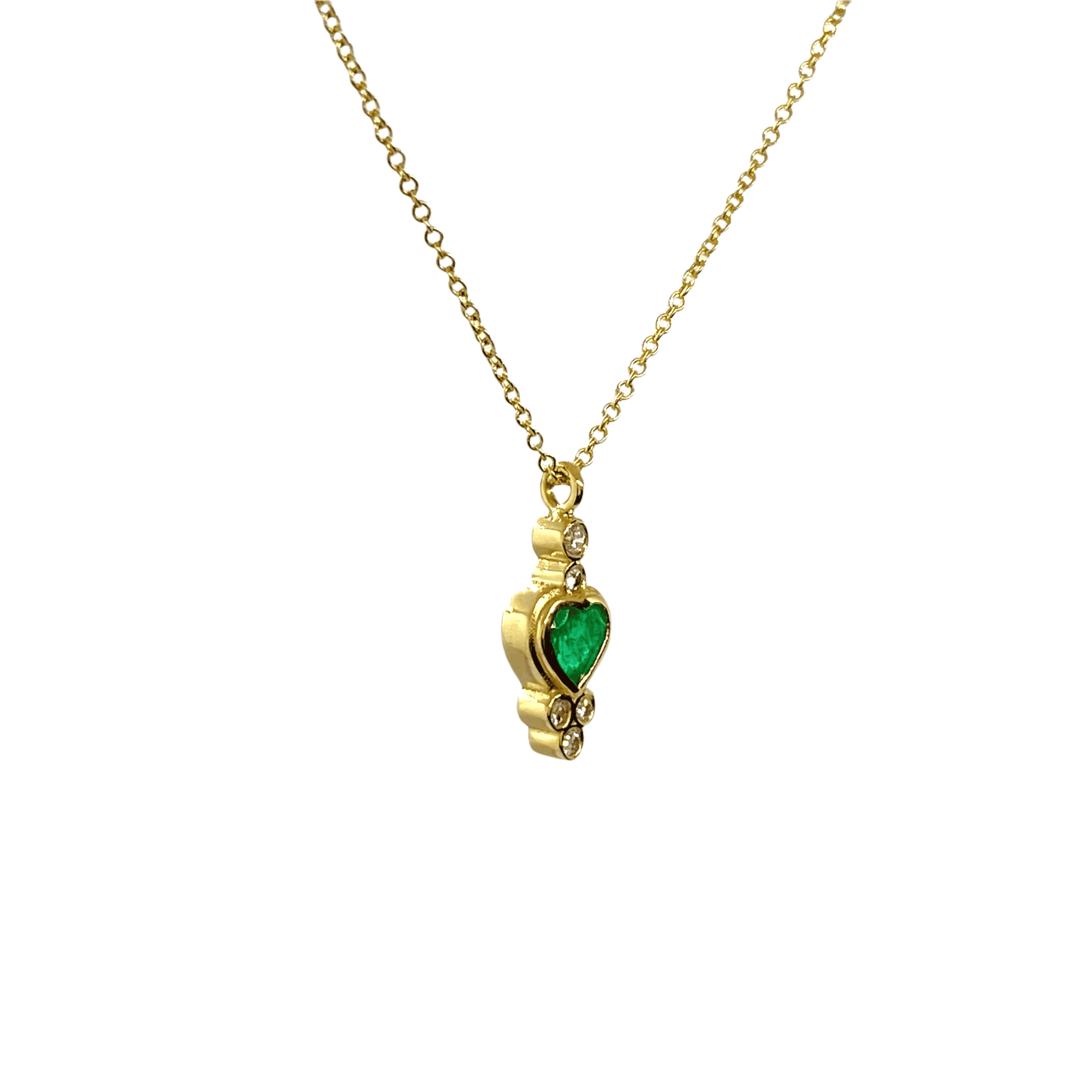 Emerald heart shaped diamond pendant — Melina Fachidis (2)