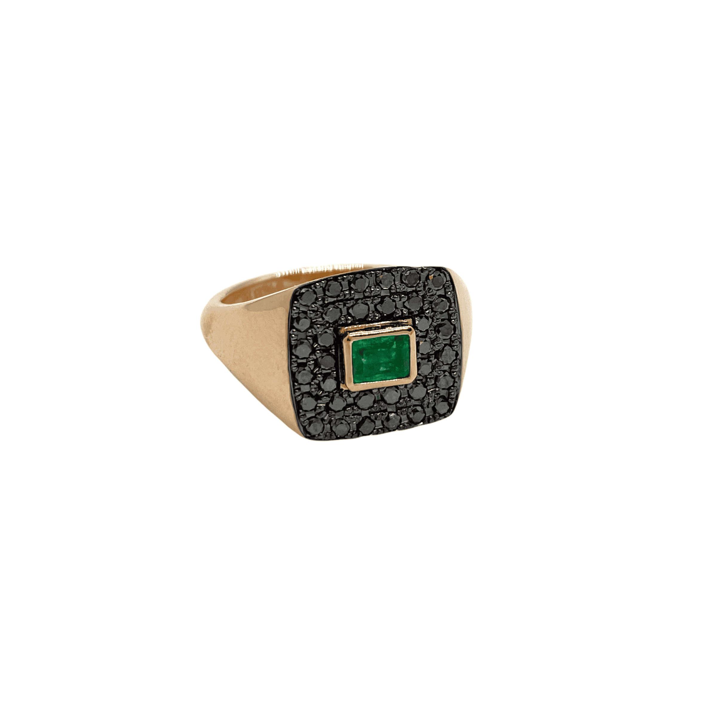Square chevalier black diamond and emerald ring — Melina Fachidis (5)