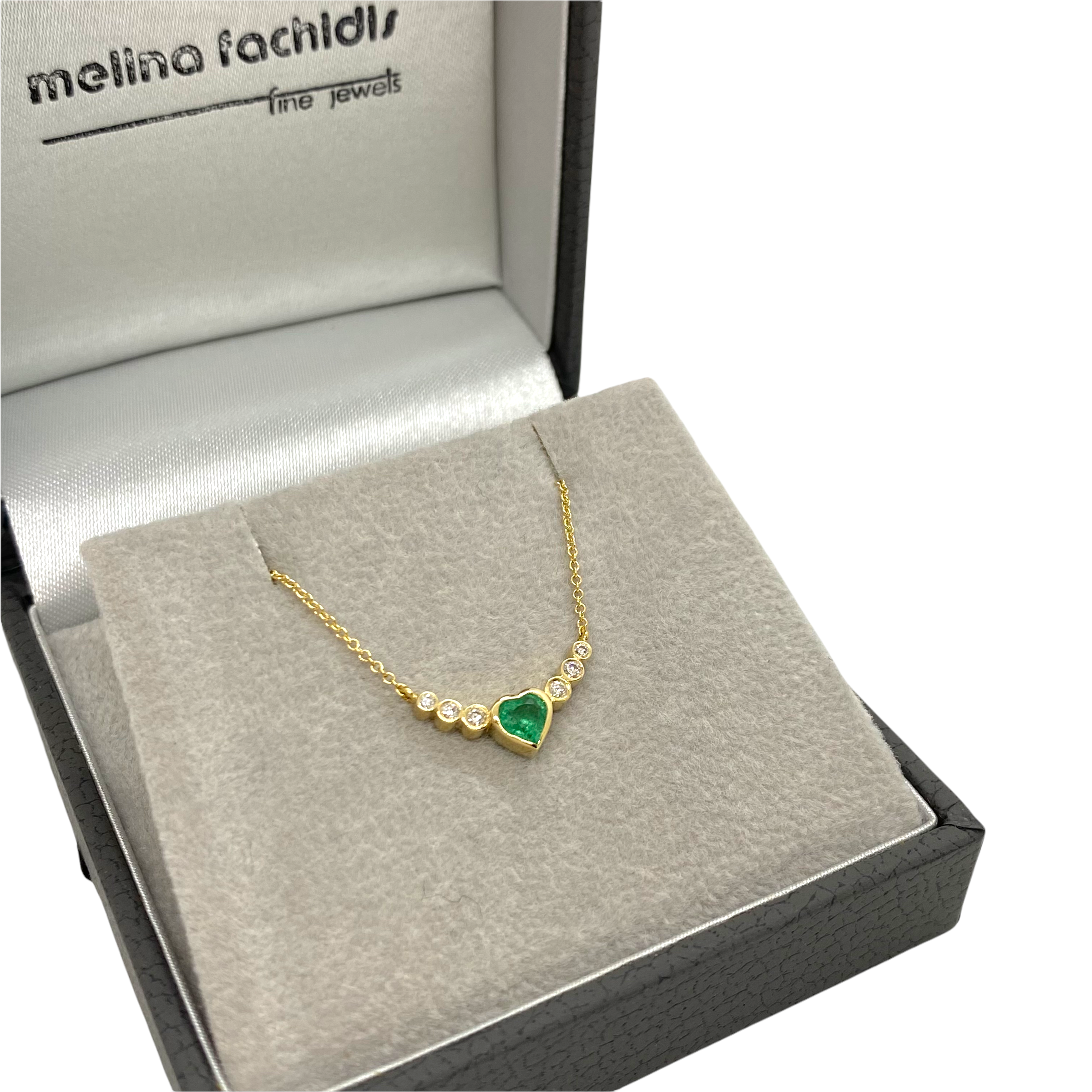Heart shaped emerald and diamond necklace — Melina Fachidis (2)