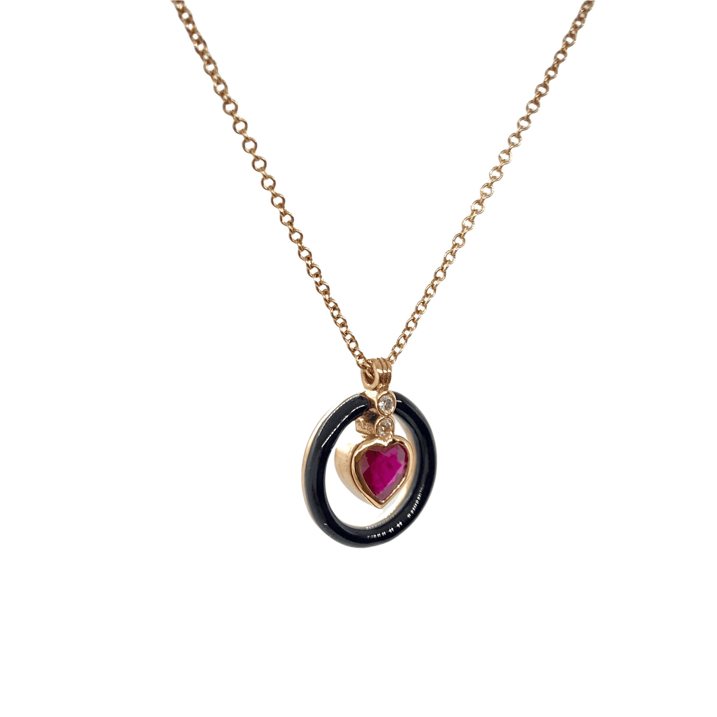 Black enamel ruby pendant — Melina Fachidis (2)