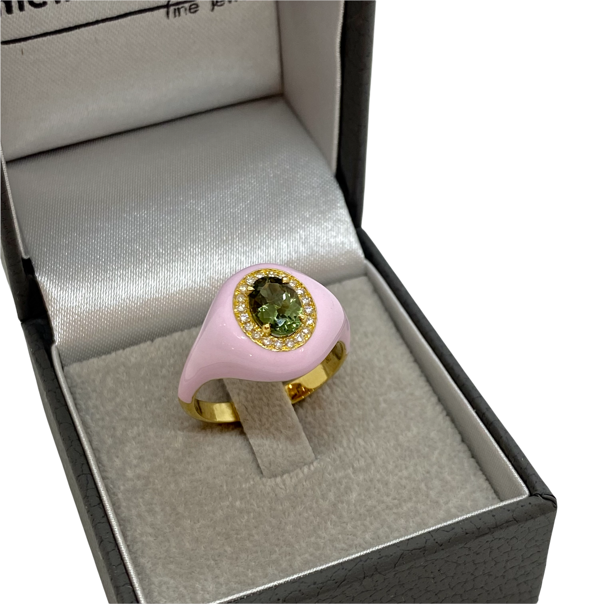 Rose enamel green tourmaline ring — Melina Fachidis (3)