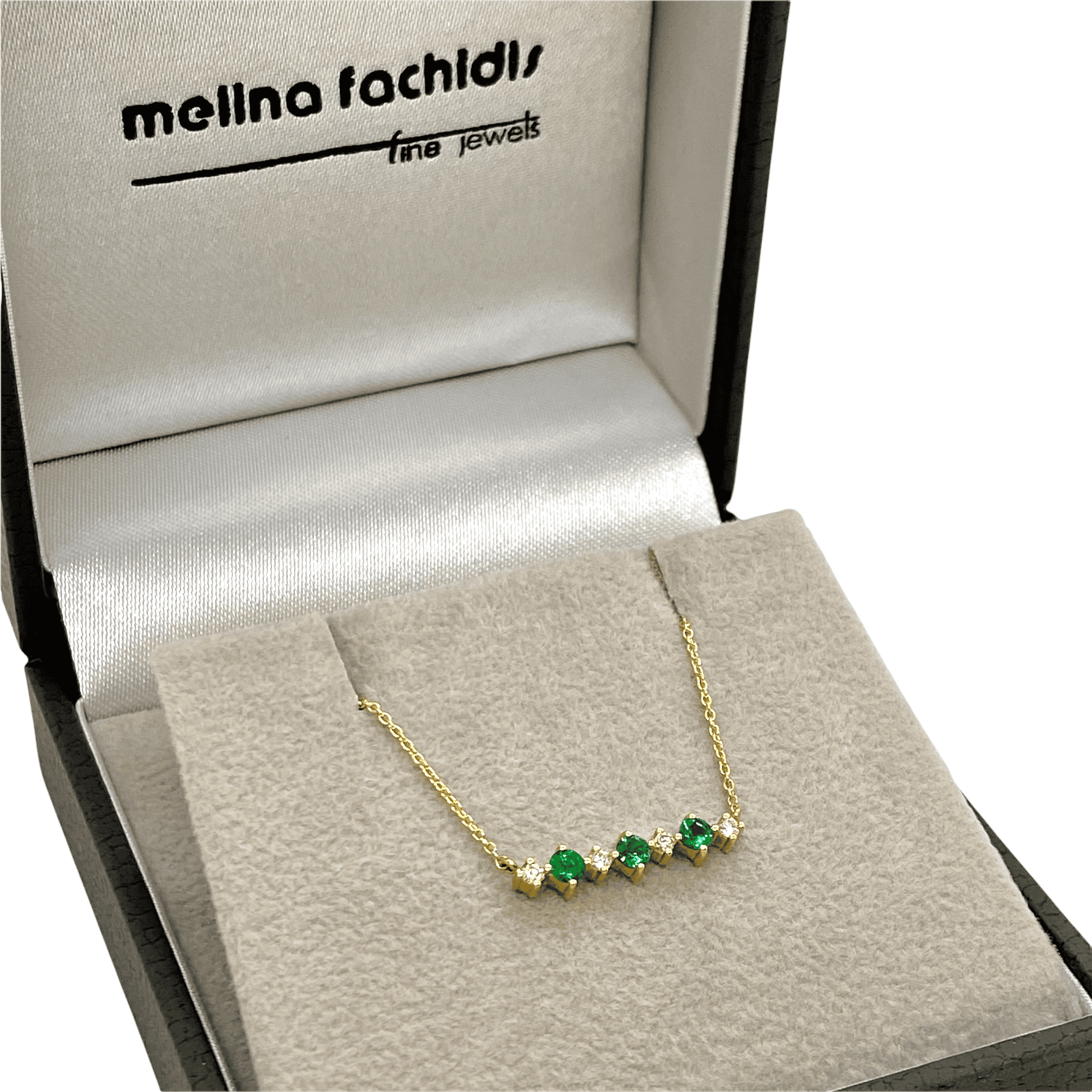 Emerald and diamond dynamic bar necklace — Melina Fachidis (3)